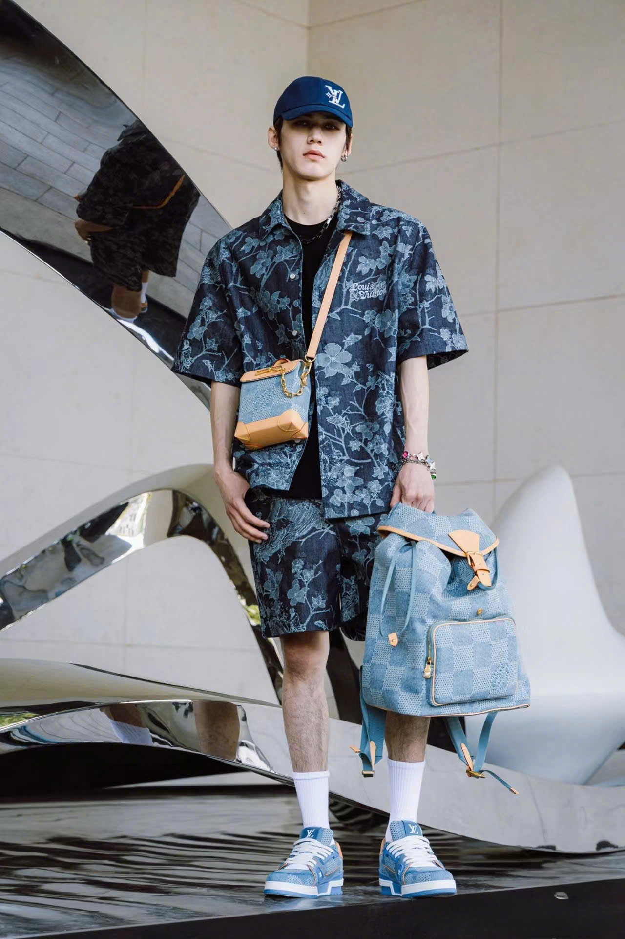 Balo Louis Vuitton LV Steamer Backpack Denim Like Auth 44x32x16 PLD