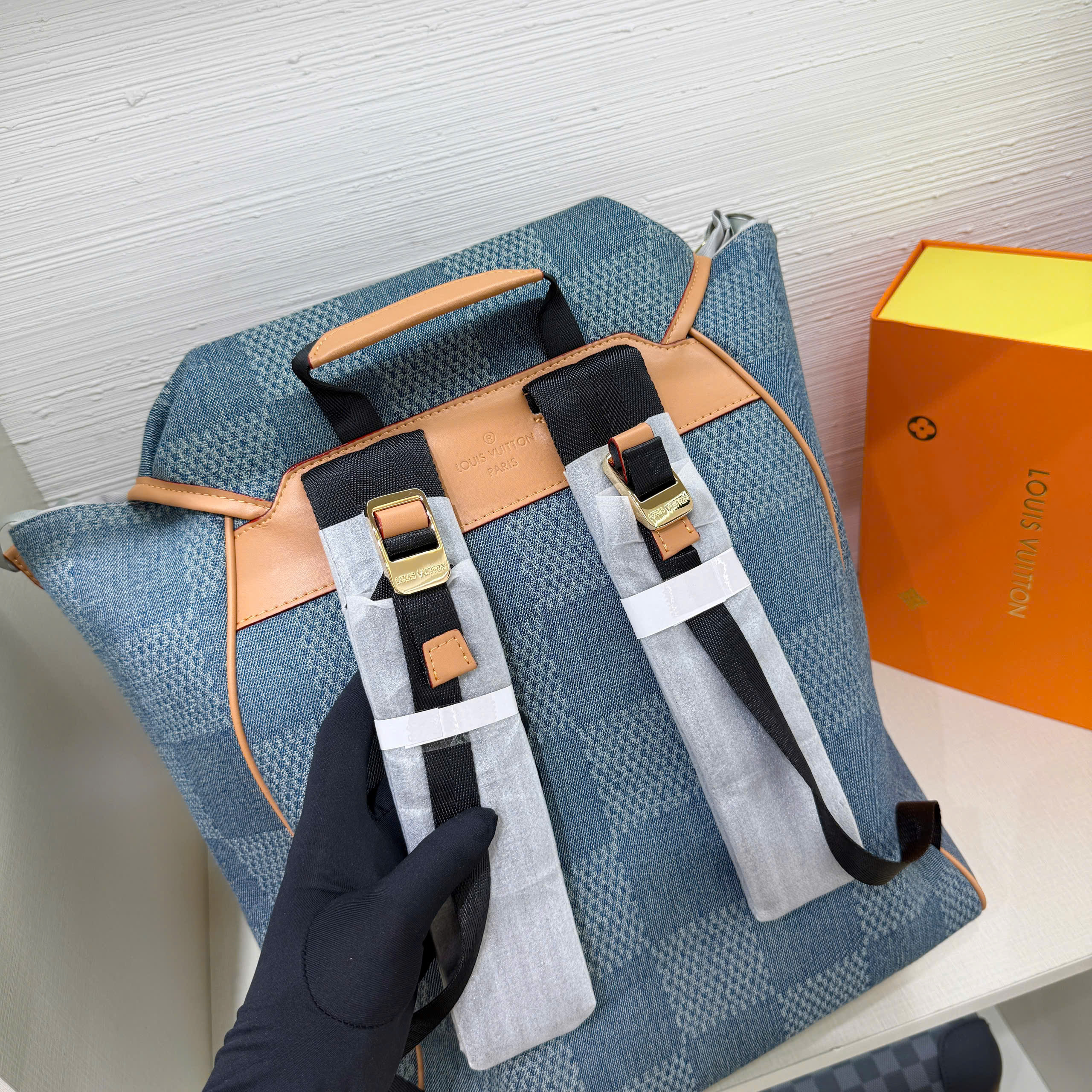 Balo Louis Vuitton LV Steamer Backpack Denim Like Auth 44x32x16 PLD