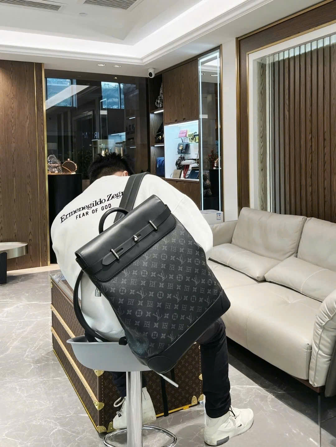 Balo Louis Vuitton LV Steamer Backpack monogram Like Auth 44x32x16 PLD