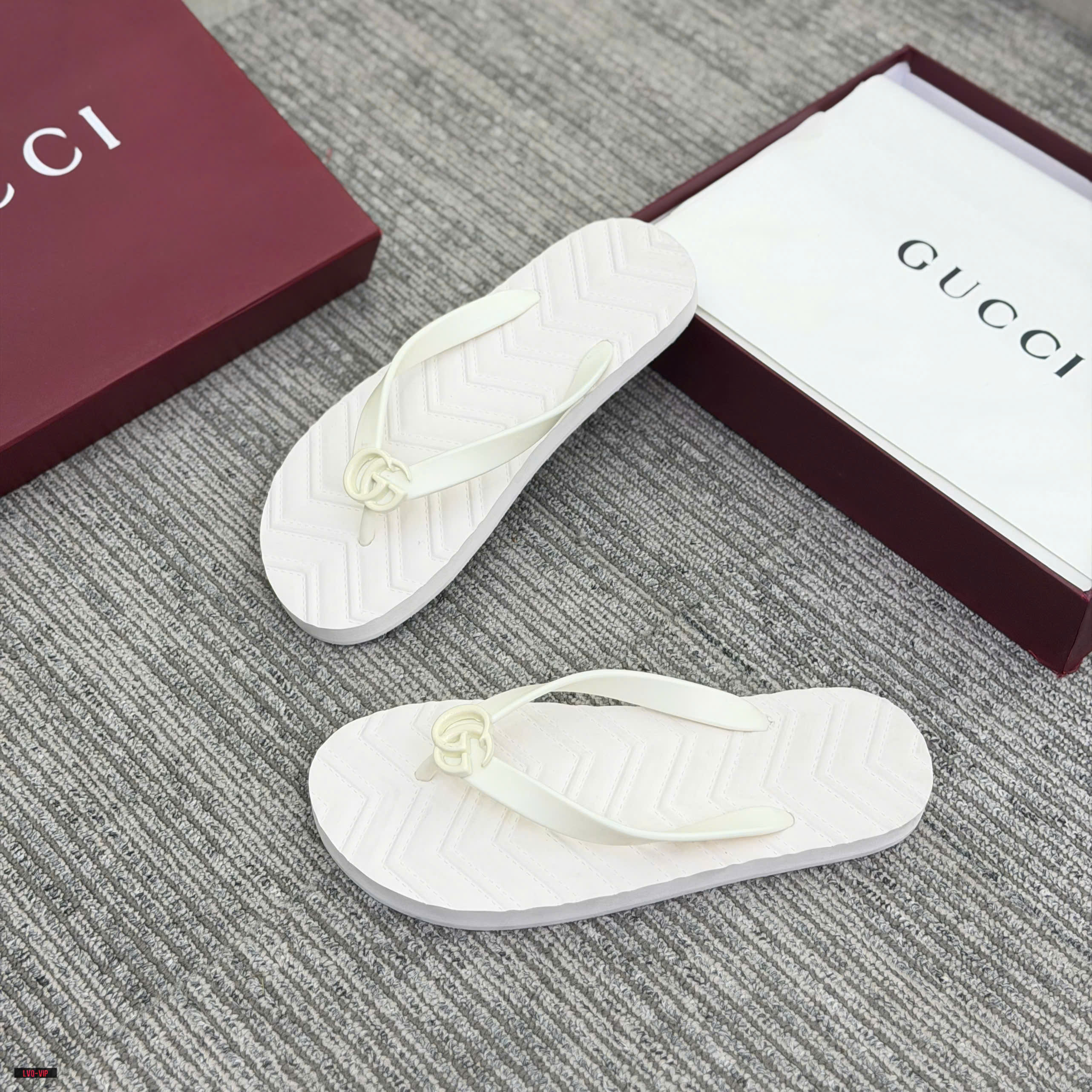 Dép kẹp xỏ ngón flip flop Gucci GC đế vân chiếu Trắng Full Like Auth 38-43 LVQ
