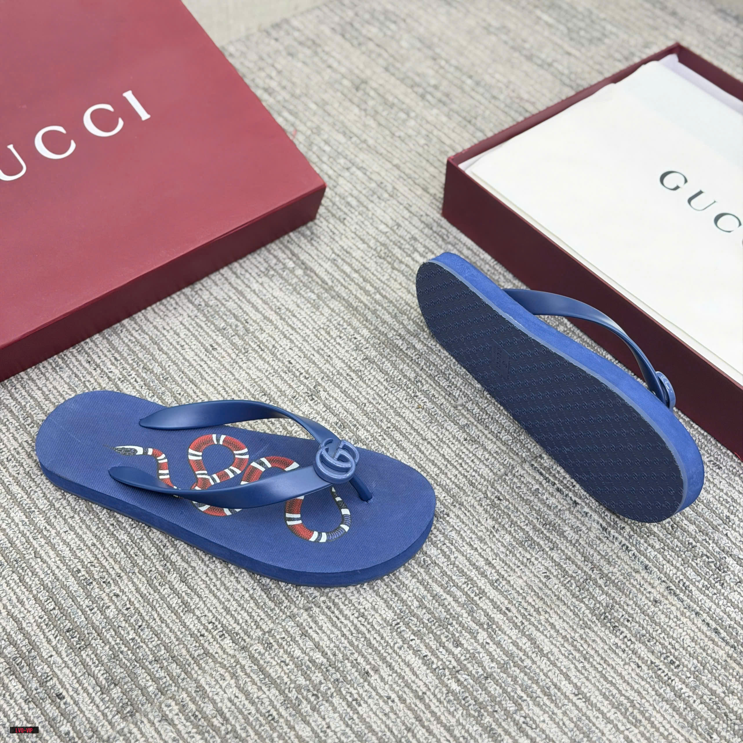 Dép kẹp xỏ ngón flip flop Gucci GC Xanh họa tiết Rắn Like Auth 38-43 LVQ