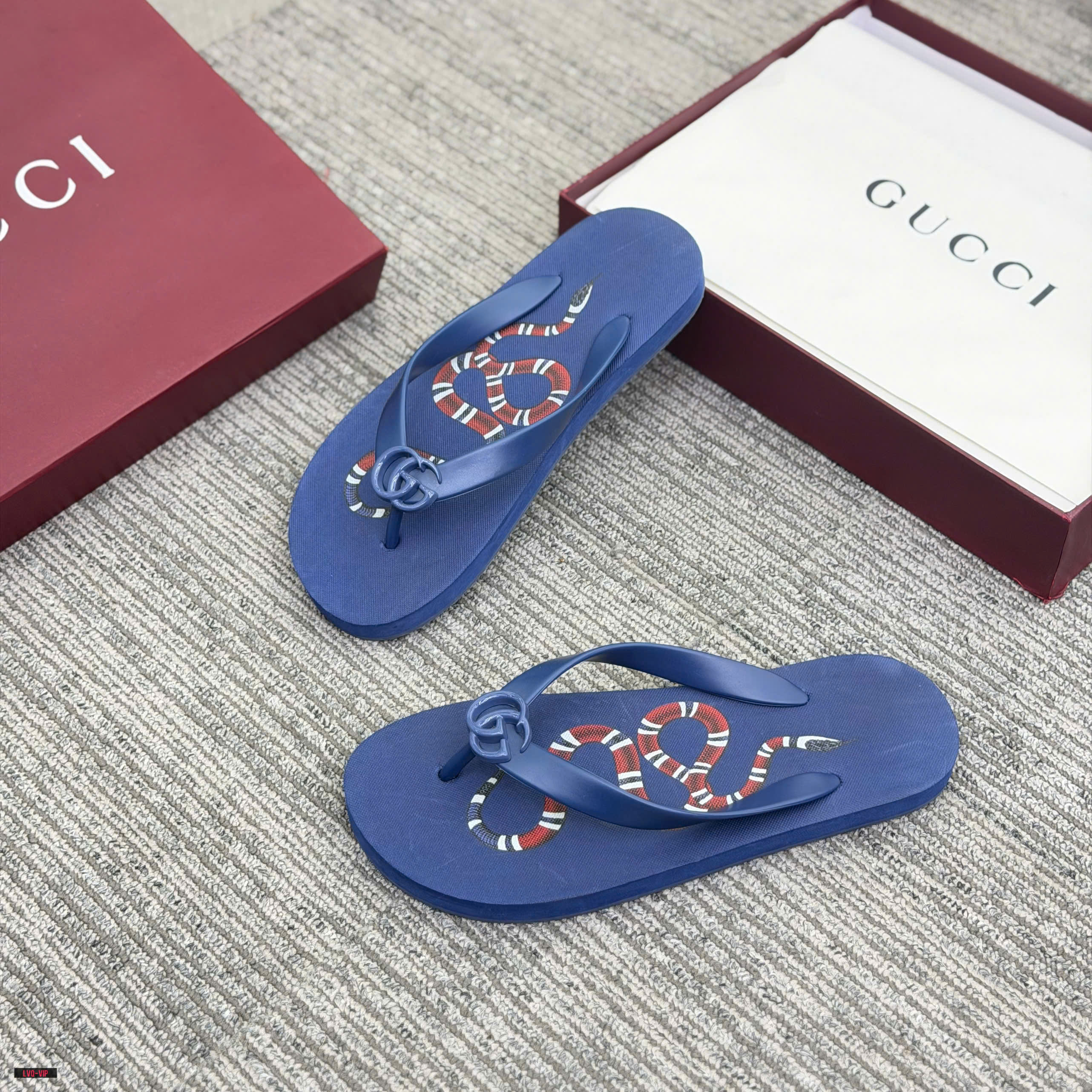 Dép kẹp xỏ ngón flip flop Gucci GC Xanh họa tiết Rắn Like Auth 38-43 LVQ