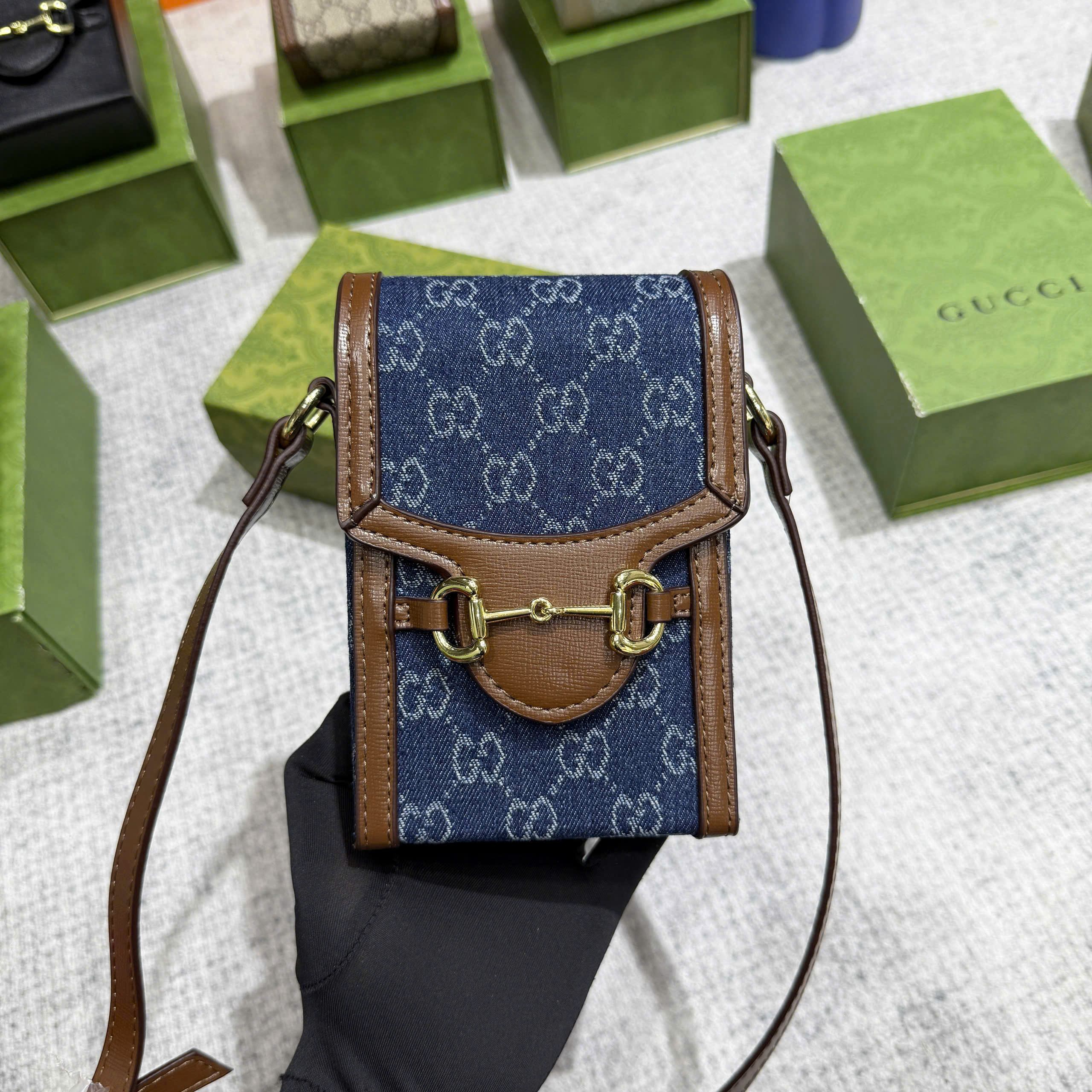 Túi đeo chéo Gucci mini Phone Bag 1955 monogram Like Auth new 2026 18x10 PLD