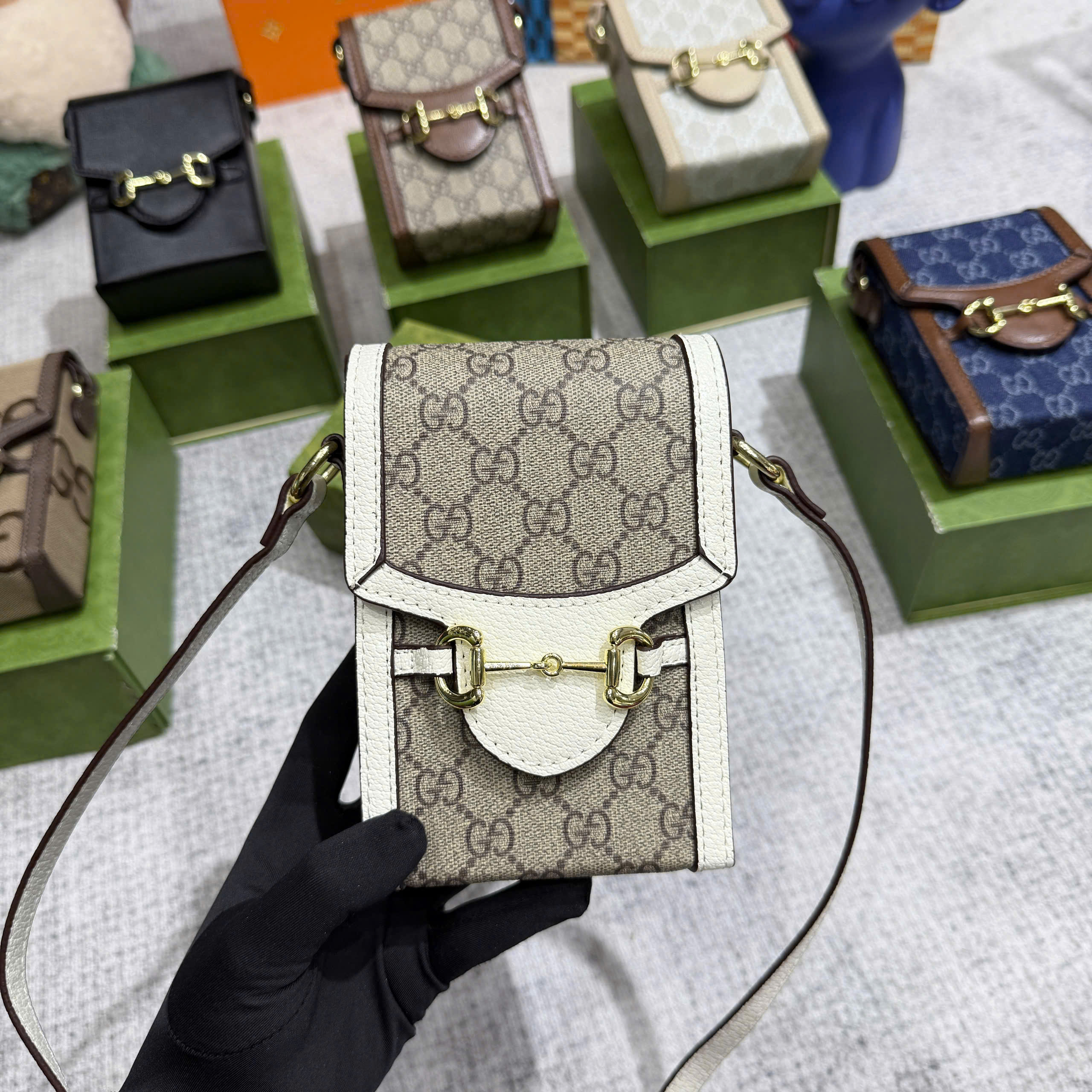 Túi đeo chéo Gucci mini Phone Bag 1955 monogram Like Auth new 2026 18x10 PLD