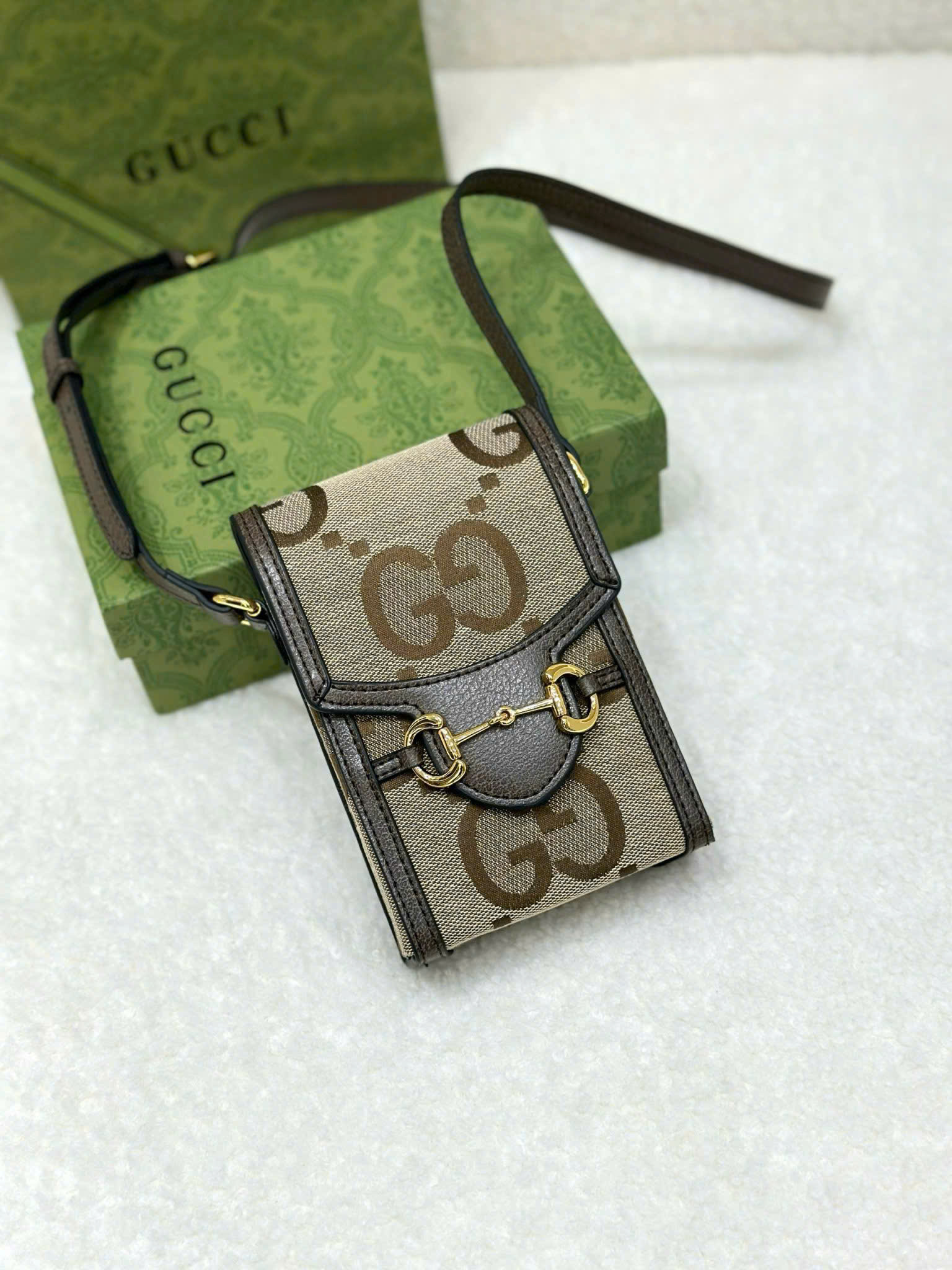 Túi đeo chéo Gucci mini Phone Bag 1955 monogram Like Auth new 2026 18x10 PLD