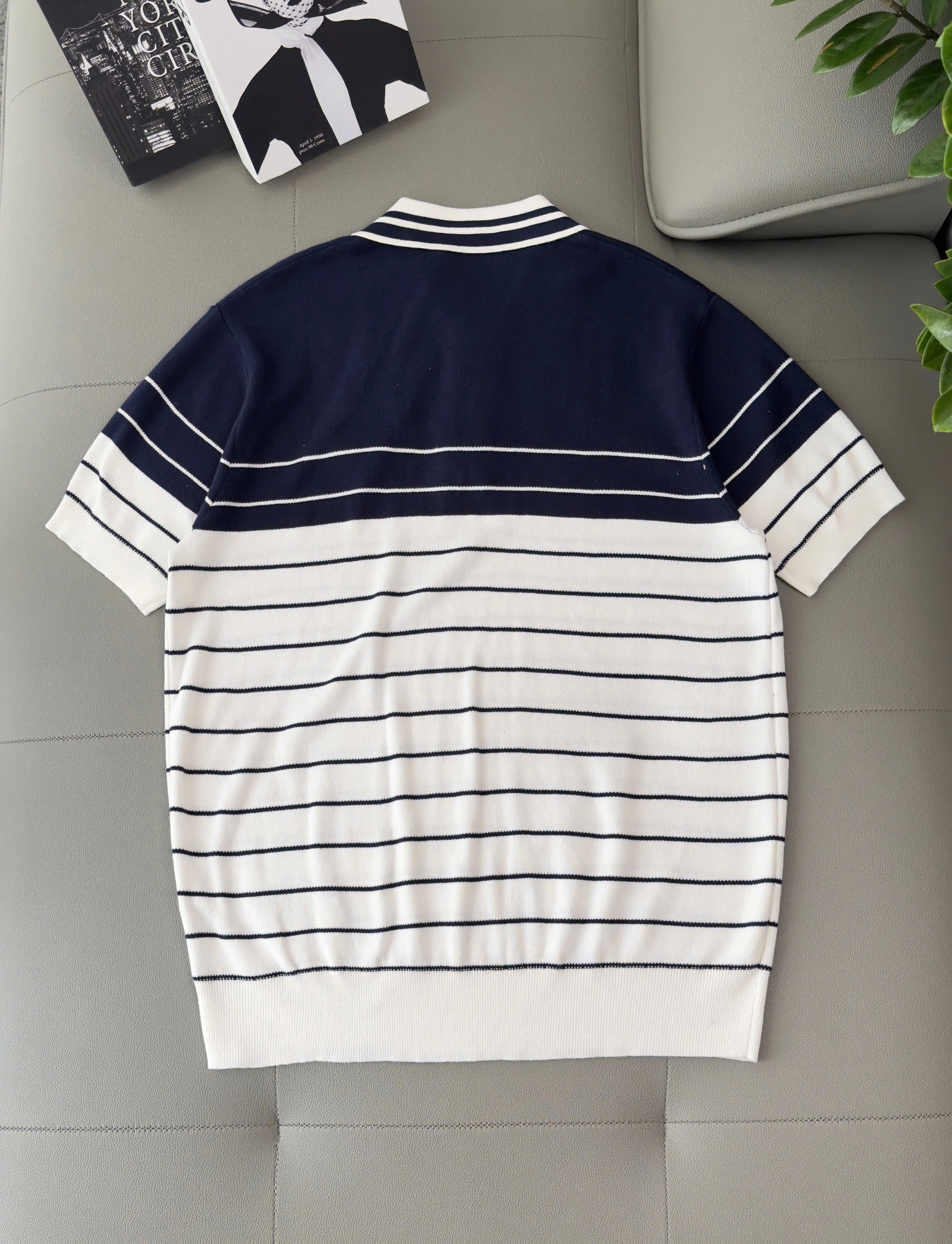 Áo polo Gucci GC Xanh than phối Trắng kẻ nhiều sọc ngang Like Auth XS-M DDT