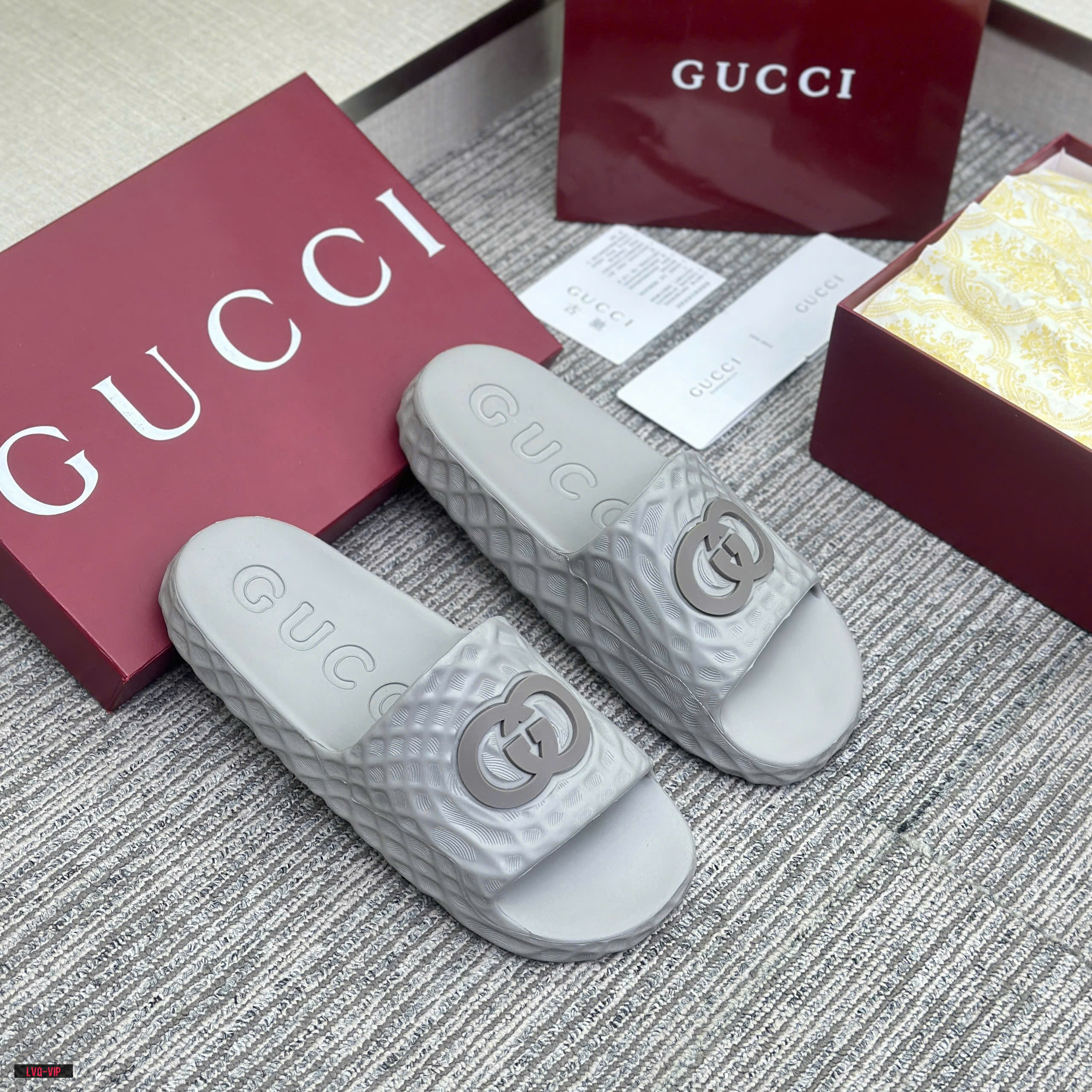 Dép lê Gucci GC bánh mỳ tổ ong đế cao Like Auth 38-43 LVQ