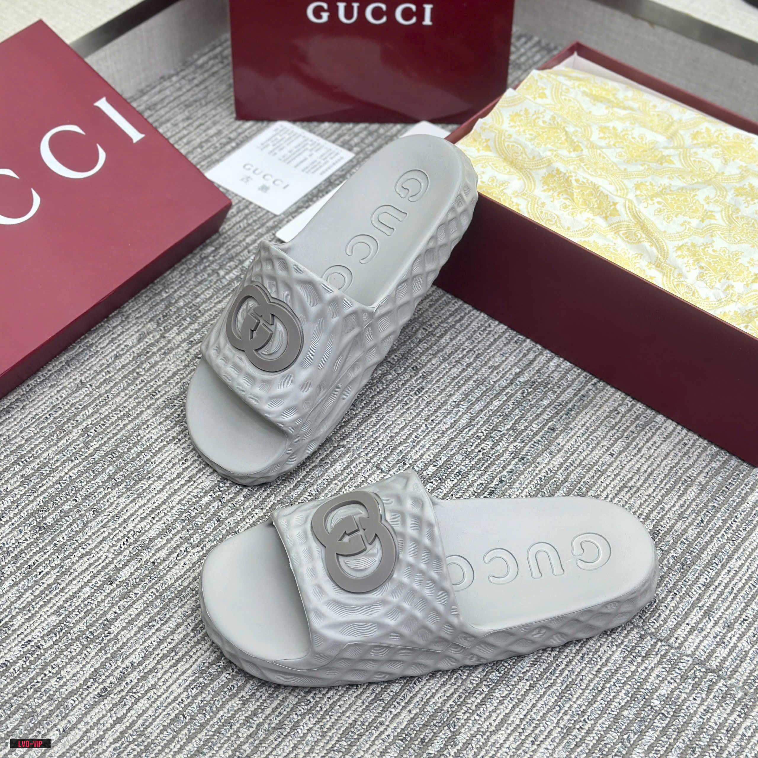 Dép lê Gucci GC bánh mỳ tổ ong đế cao Like Auth 38-43 LVQ
