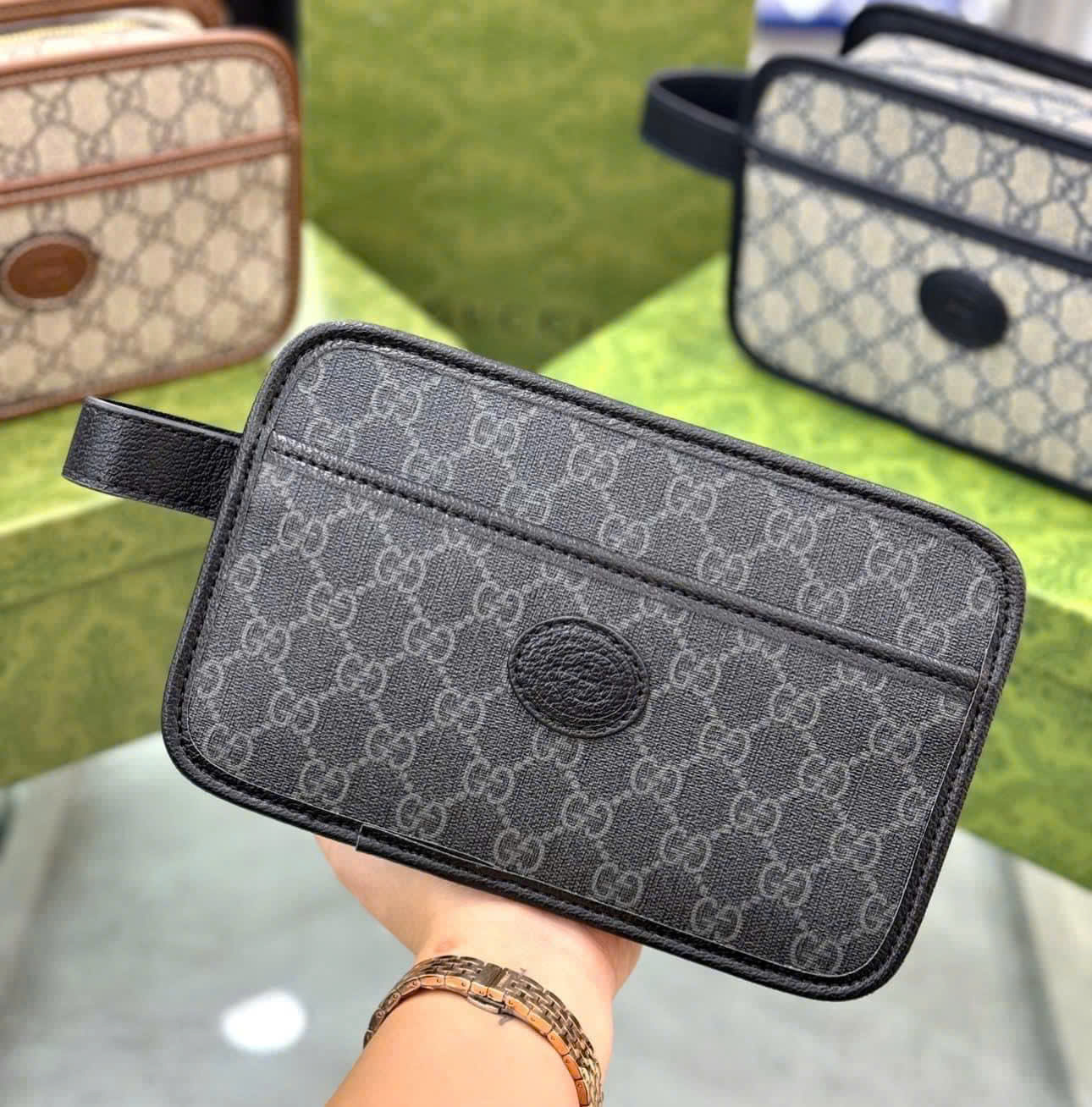 Túi ví Clutch Gucci GC monogram full 3 màu Like Auth on web 20x16x7 DDT PLD