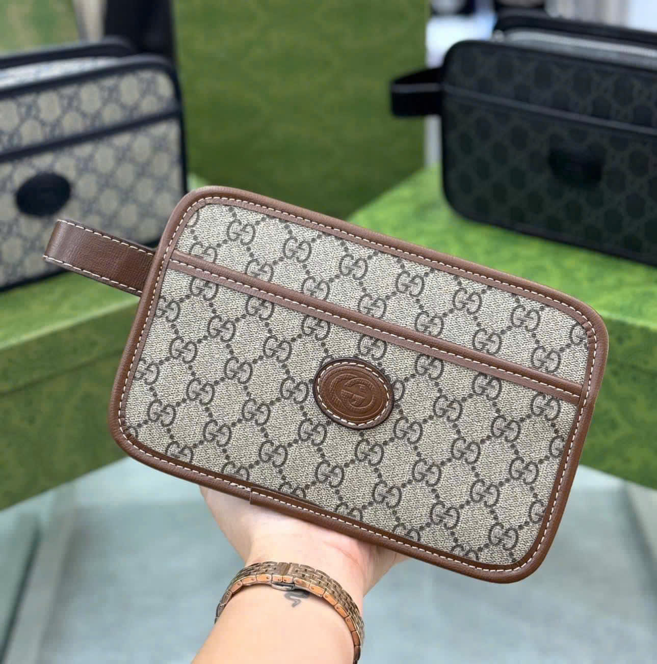 Túi ví Clutch Gucci GC monogram full 3 màu Like Auth on web 20x16x7 DDT PLD