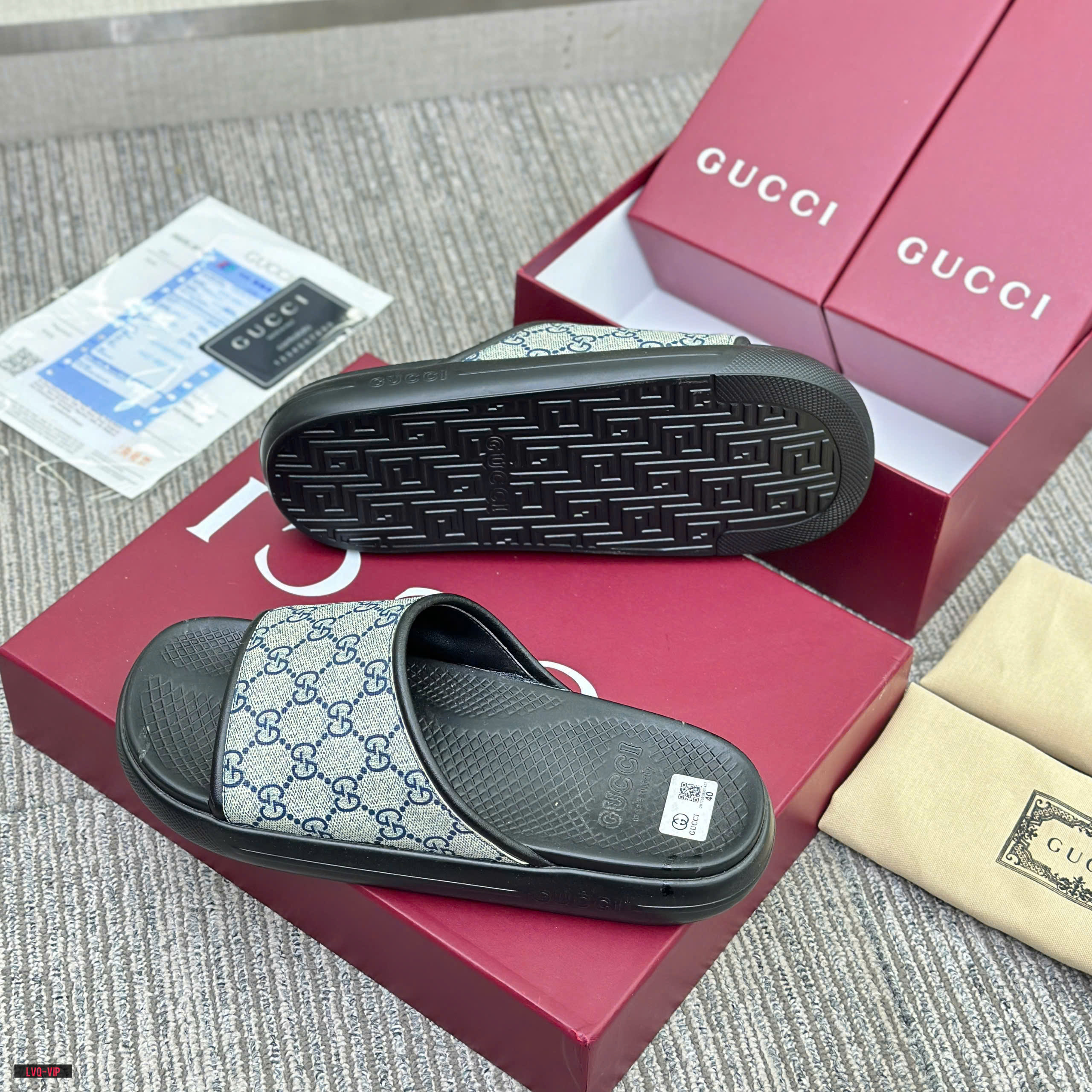 Dép lê Gucci GC Slide Canvas Supreme monogram đế cao Like Auth 38-43 LVQ