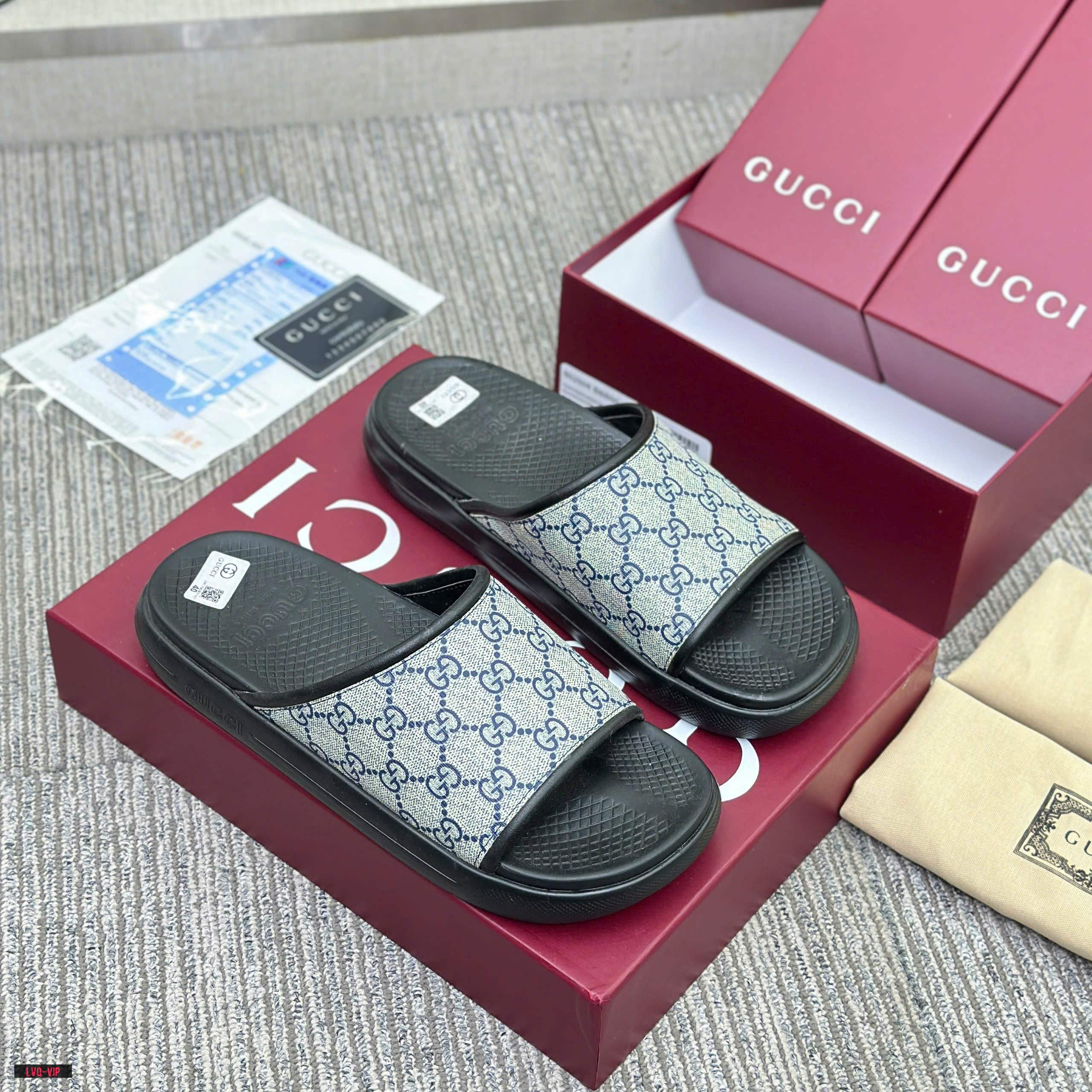 Dép lê Gucci GC Slide Canvas Supreme monogram đế cao Like Auth 38-43 LVQ