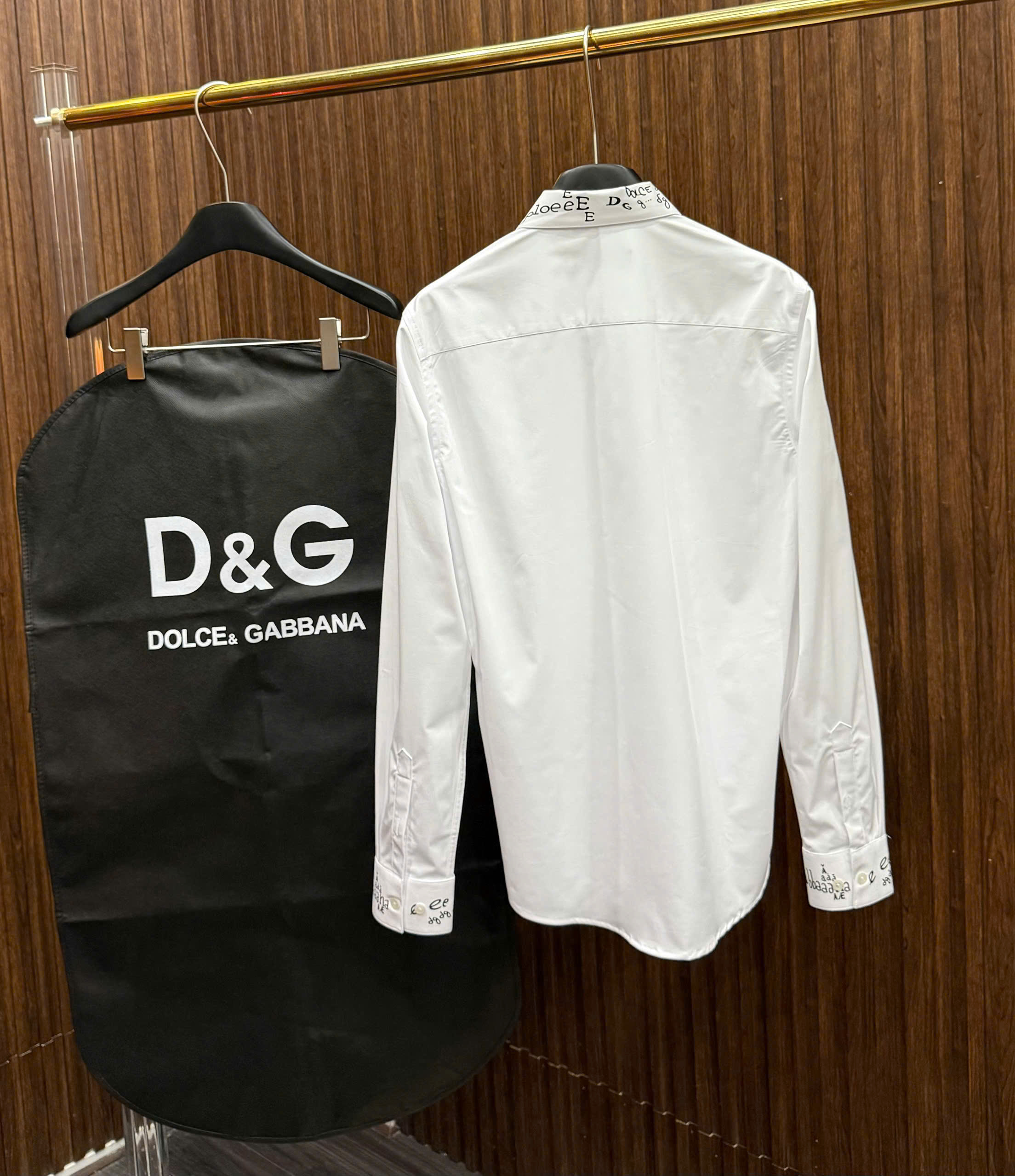 Áo sơ mi Dolce Gabbana DG Trắng logo check tay cổ Like Auth S-XL MK