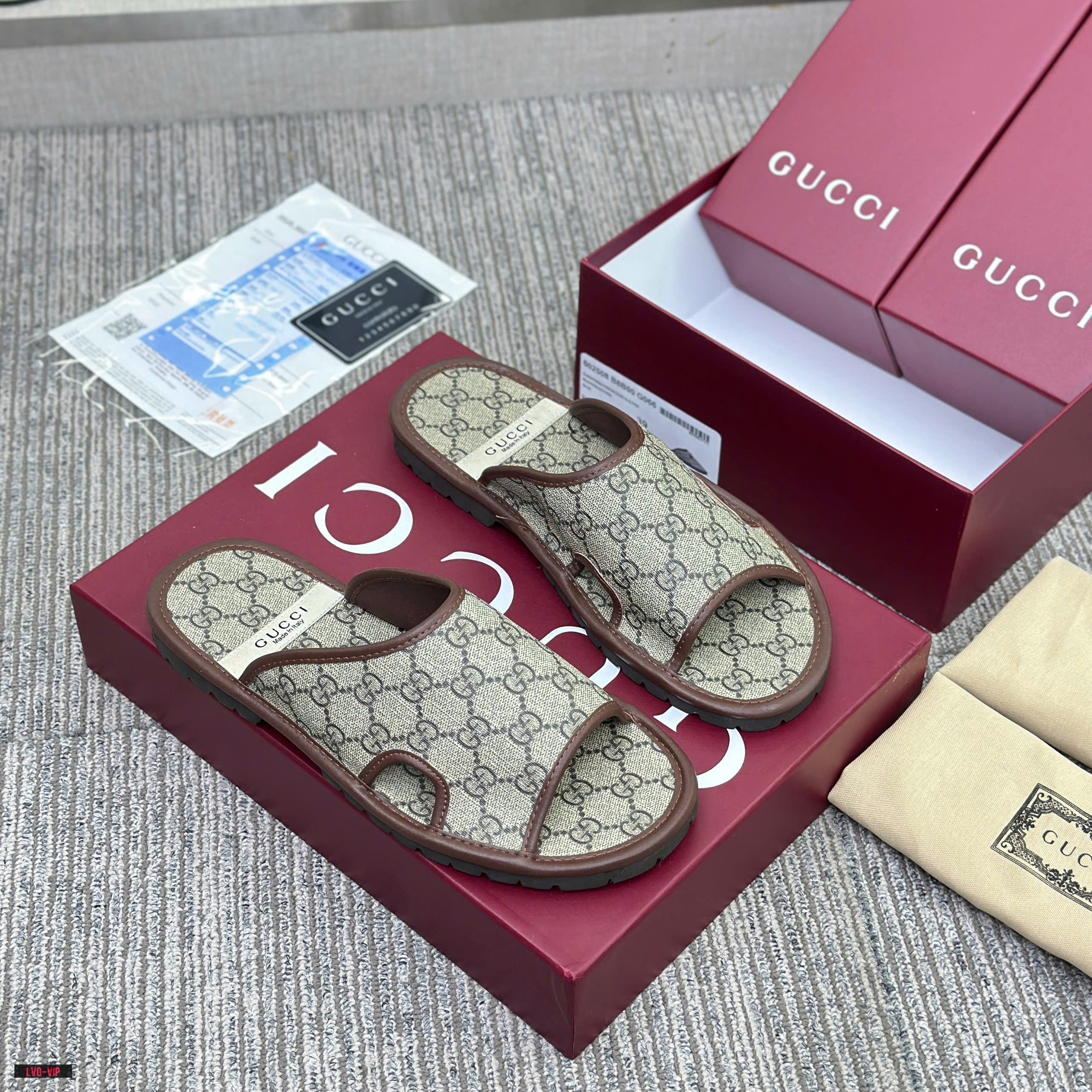 Dép sục Gucci GC monogram Canvas Mule Like Auth 38-43 LVQ\Nâu