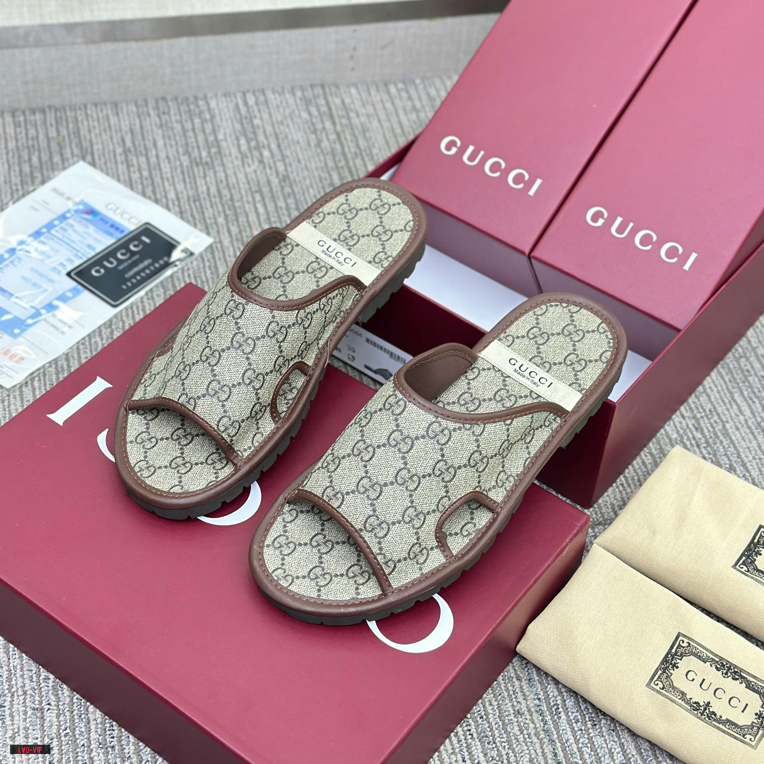 Dép sục Gucci GC monogram Canvas Mule Like Auth 38-43 LVQ\Nâu