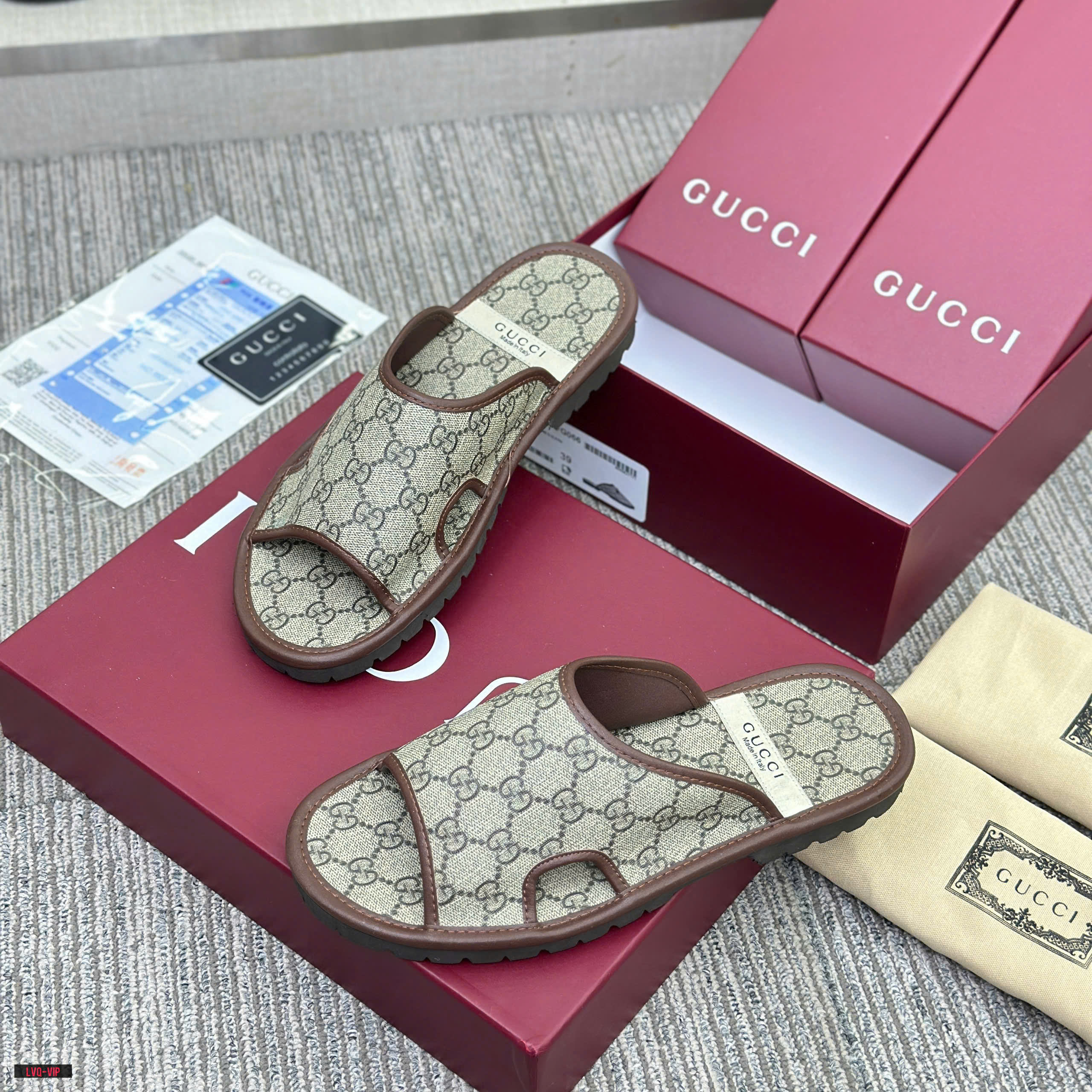 Dép sục Gucci GC monogram Canvas Mule Like Auth 38-43 LVQ\Nâu