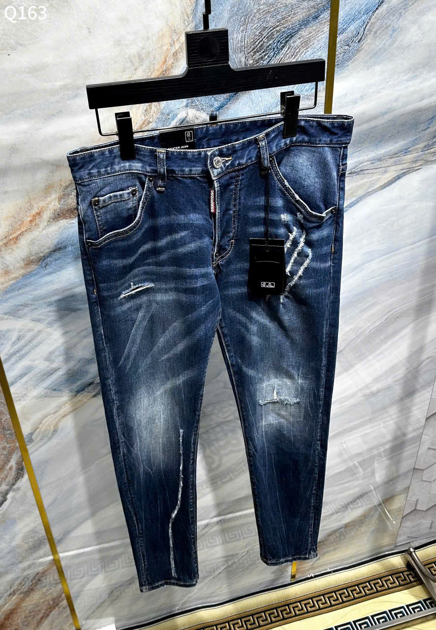 Quần Jean bò Dsquared2 DSQ icon Xanh rách xước logo tag túi sau Like Auth 44-52 LK