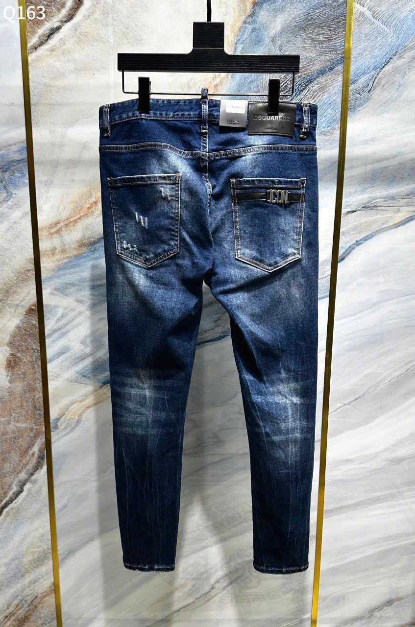 Quần Jean bò Dsquared2 DSQ icon Xanh rách xước logo tag túi sau Like Auth 44-52 LK