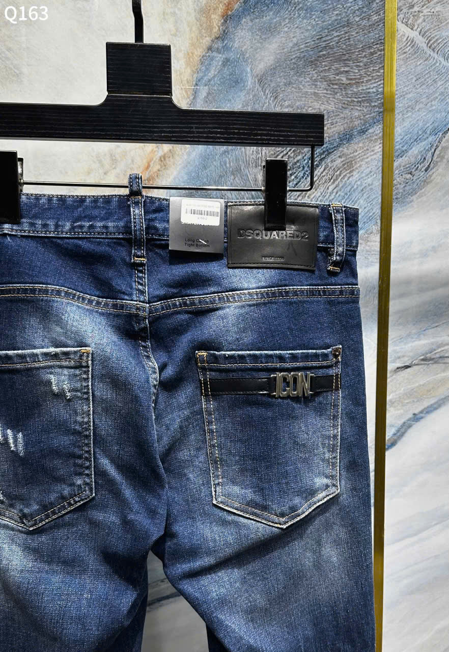 Quần Jean bò Dsquared2 DSQ icon Xanh rách xước logo tag túi sau Like Auth 44-52 LK