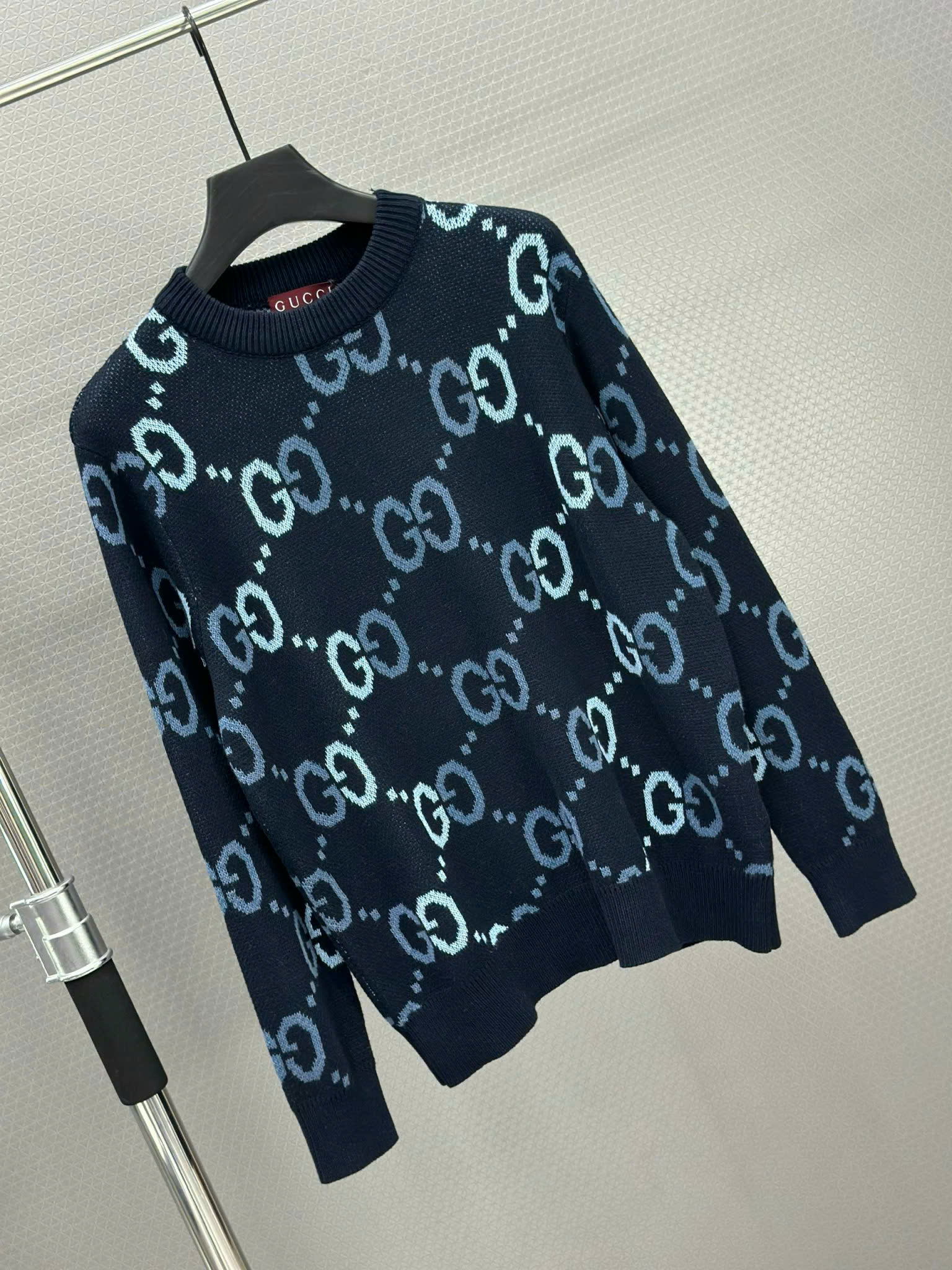 Áo sweater len Gucci GC Xanh than họa tiết monogram Like Auth XS-L VTN