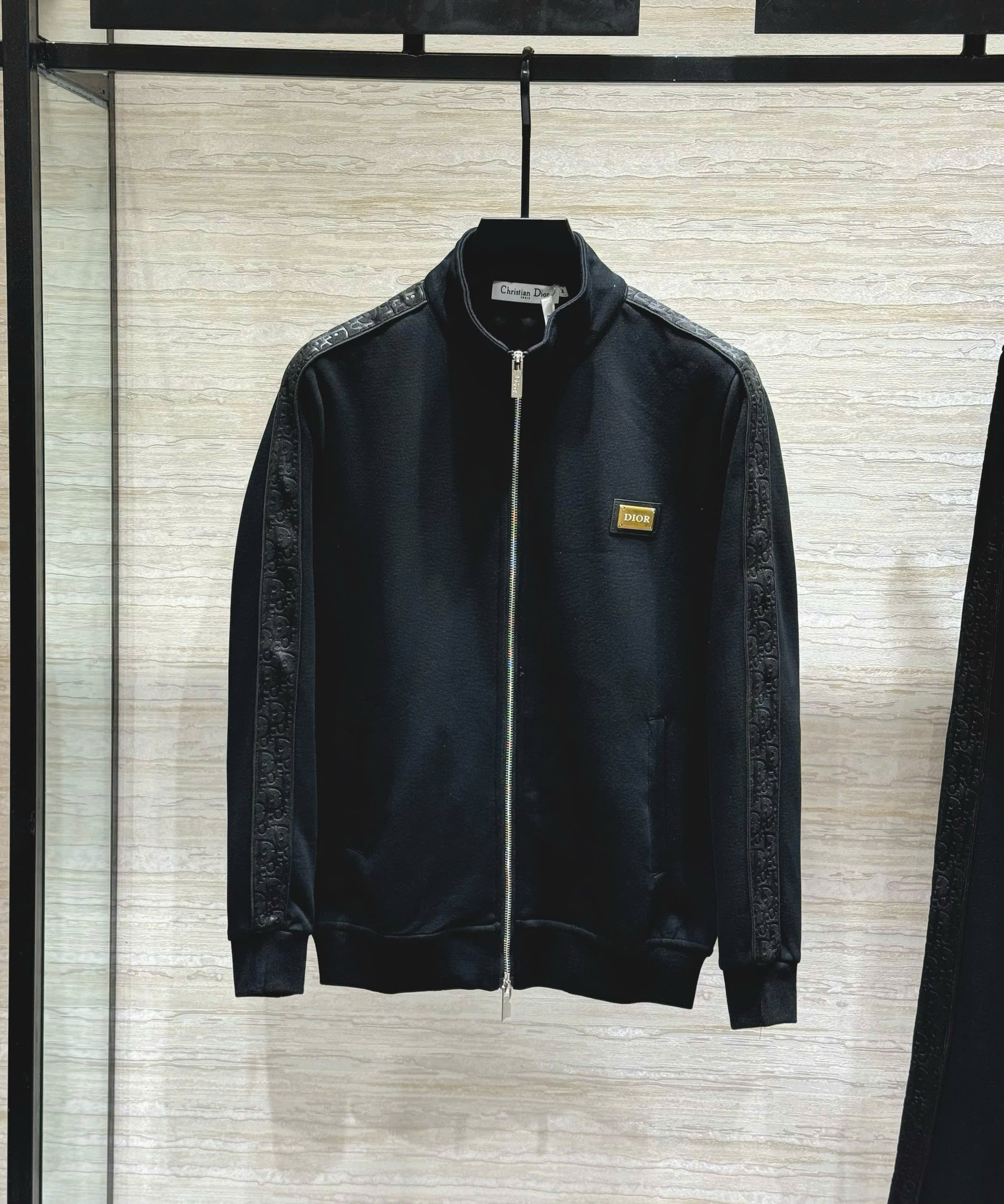 Set bộ nỉ Dior CD check viền vân nổi logo tag vuông ngực Like Auth M-3XL DDT