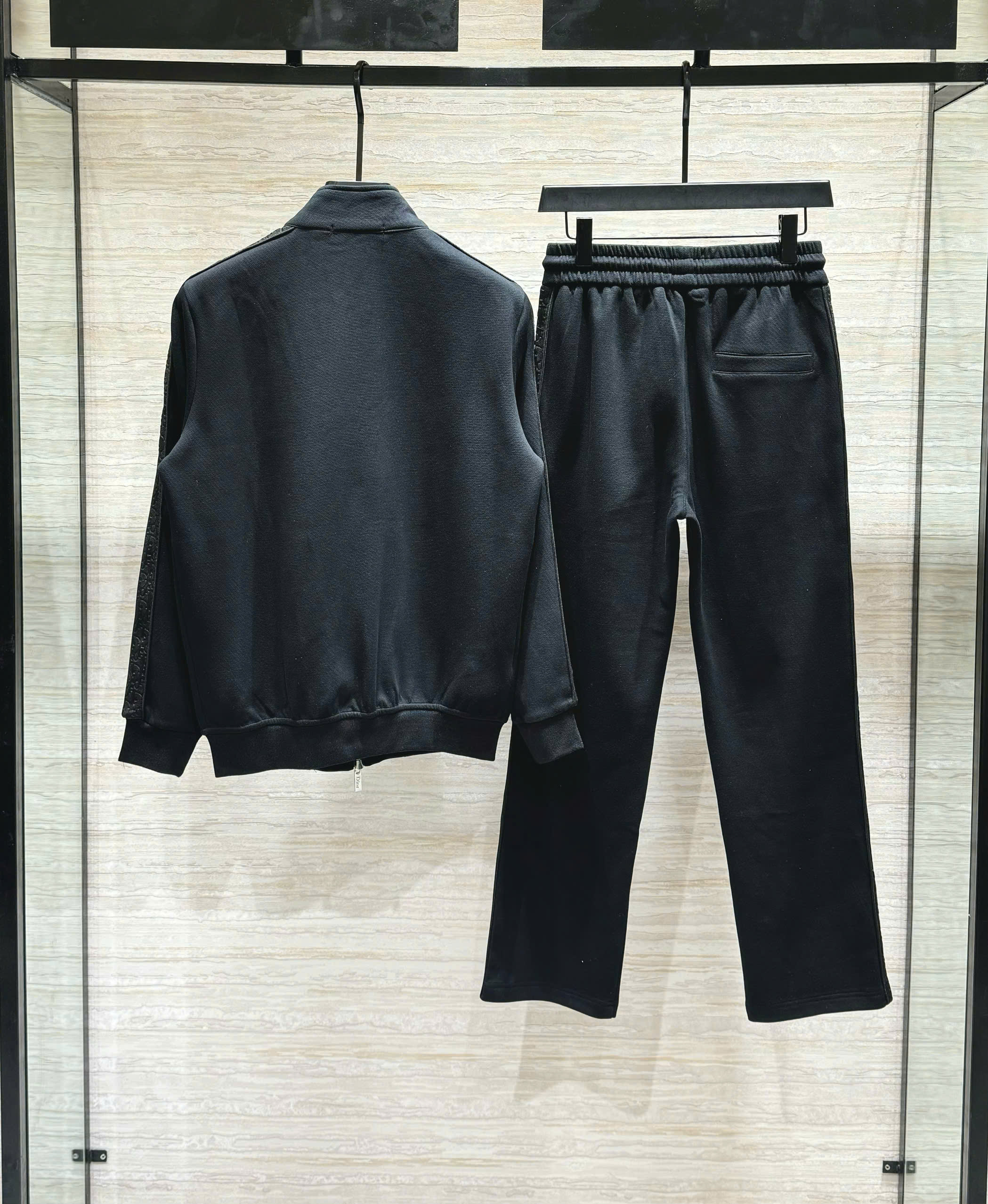 Set bộ nỉ Dior CD check viền vân nổi logo tag vuông ngực Like Auth M-3XL DDT