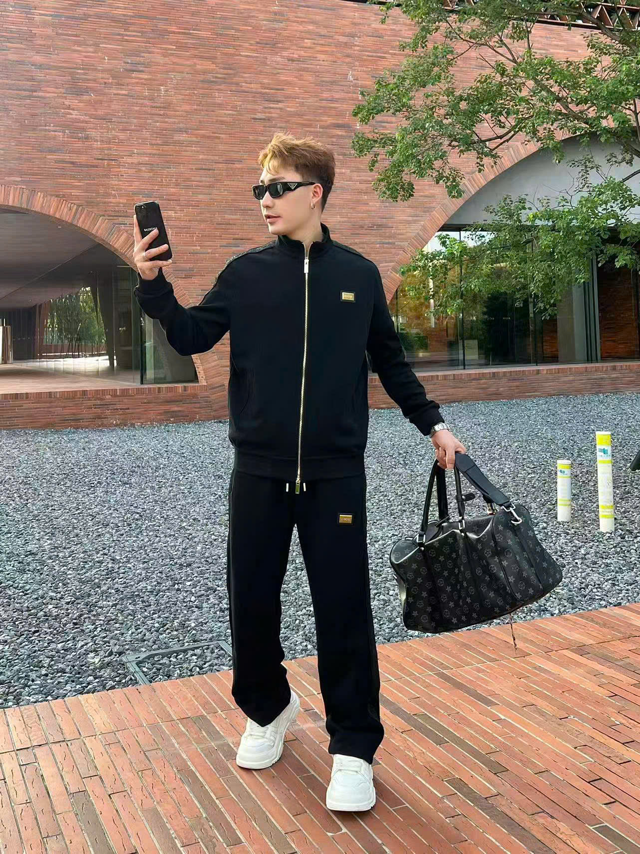 Set bộ nỉ Dior CD check viền vân nổi logo tag vuông ngực Like Auth M-3XL DDT