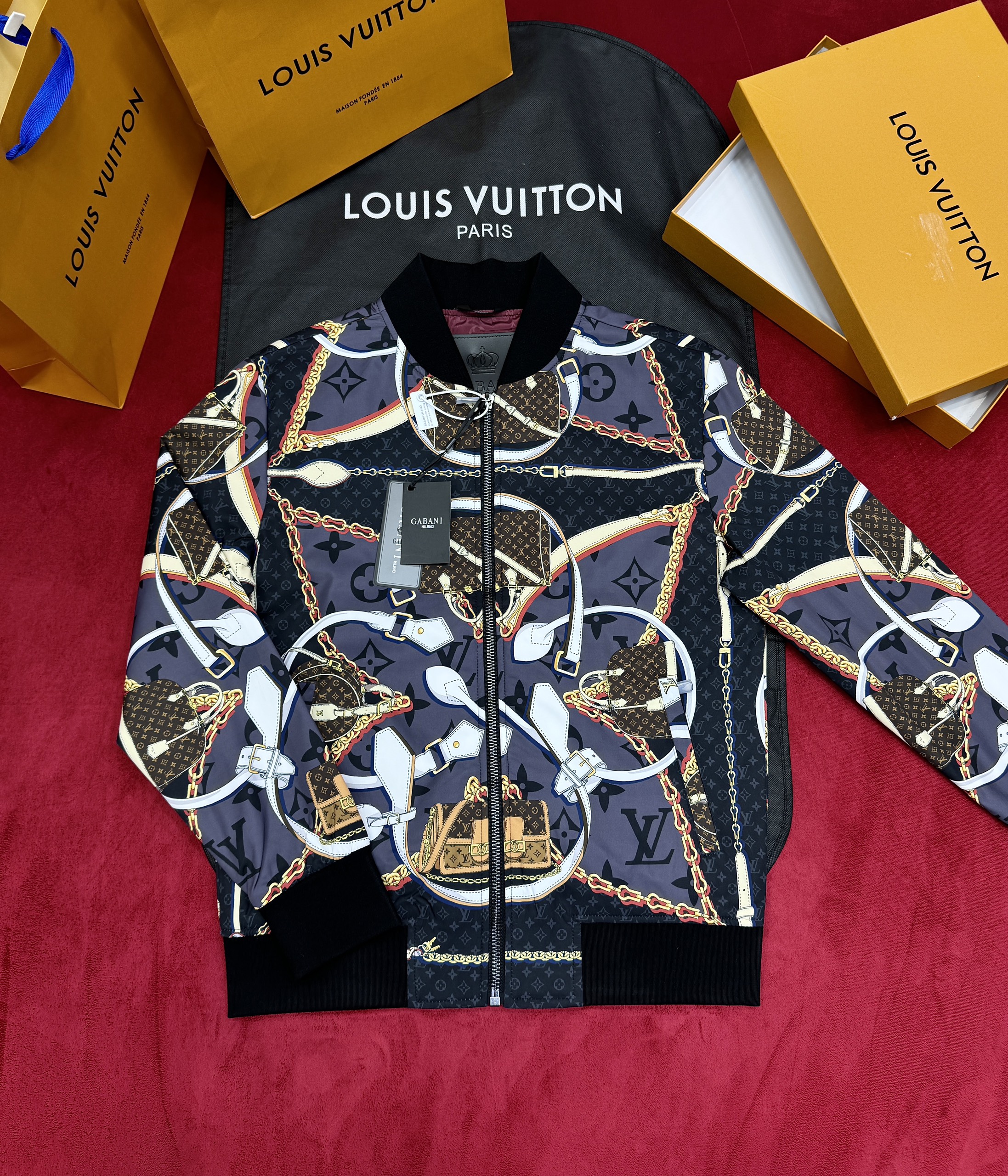 Áo khoác bomber Louis Vuitton LV họa tiết túi dây xích lót trong full monogram Like Auth 44-50 LK