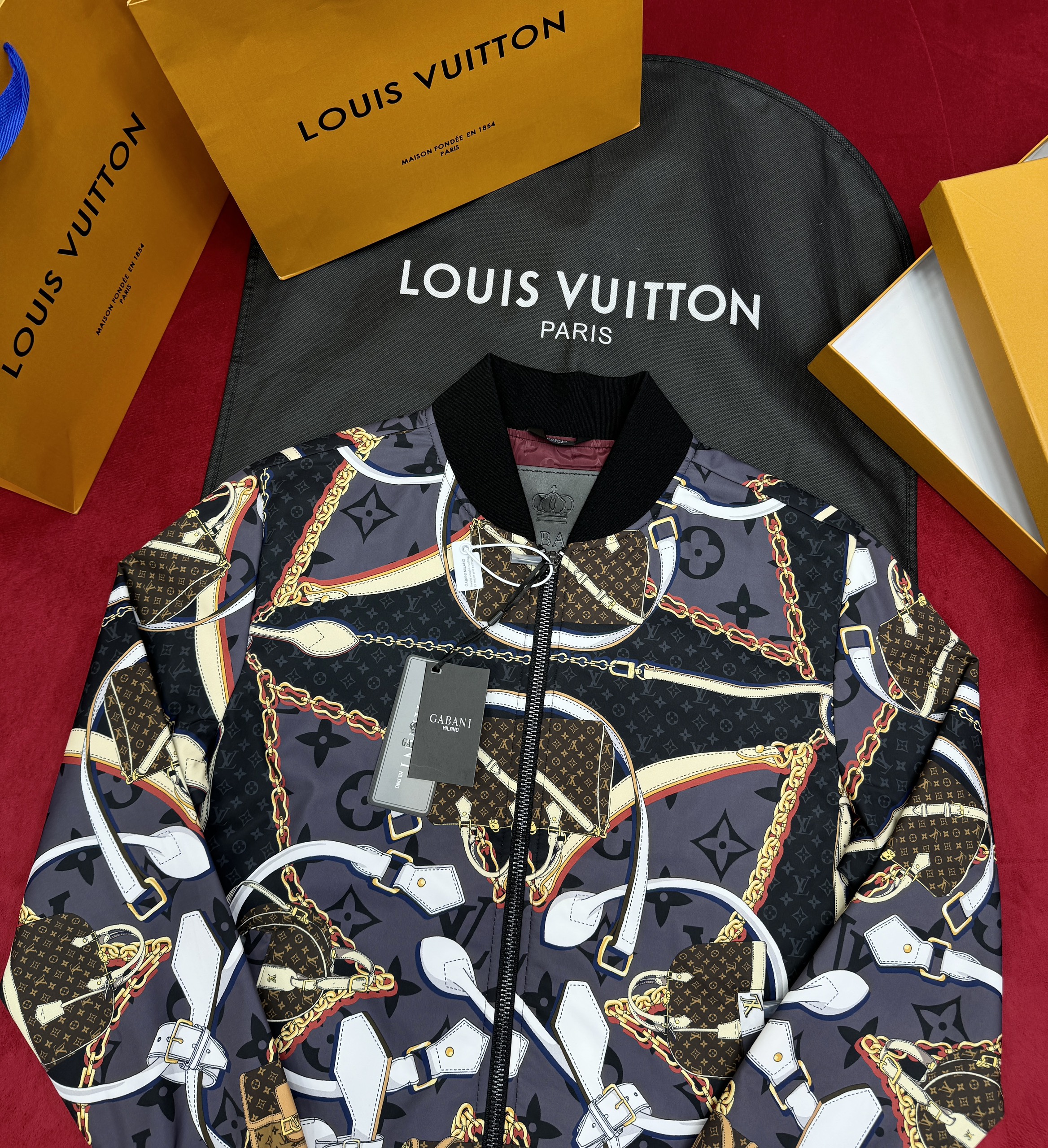 Áo khoác bomber Louis Vuitton LV họa tiết túi dây xích lót trong full monogram Like Auth 44-50 LK