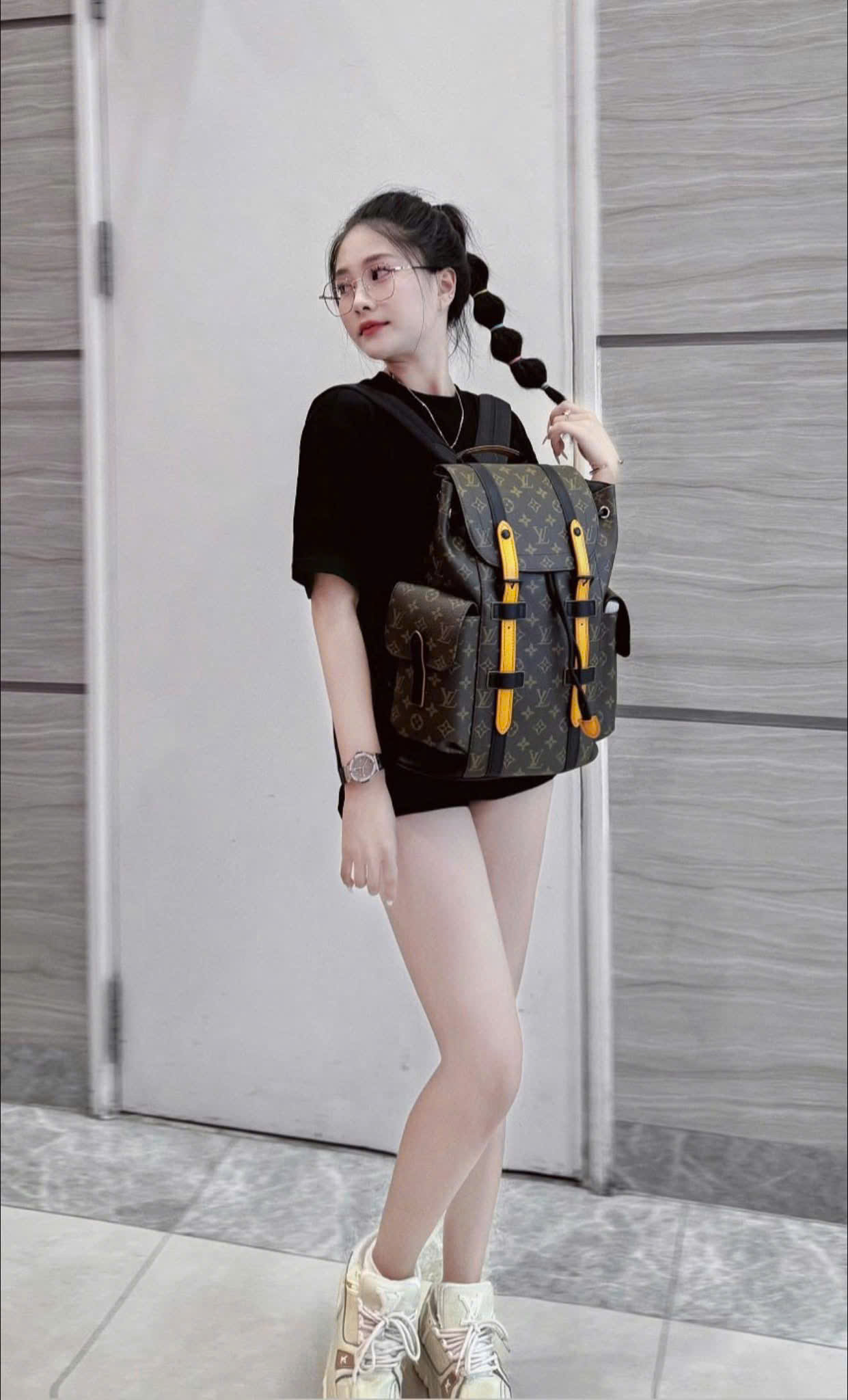 Balo Louis Vuitton LV Backpack Christopher MM monogram Nâu Like Auth 38x44x13 PLD