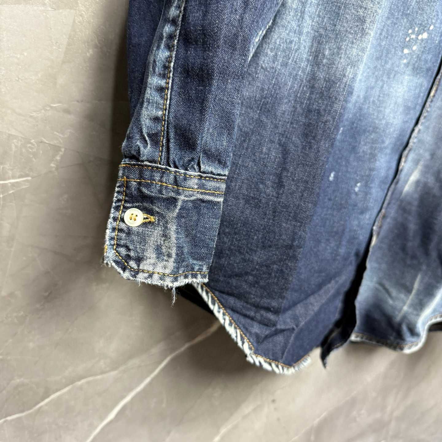 Áo sơ mi jean bò Dsquared2 DSQ Milano Xanh Loang logo lưng 1-1 on web 44-46 VTN