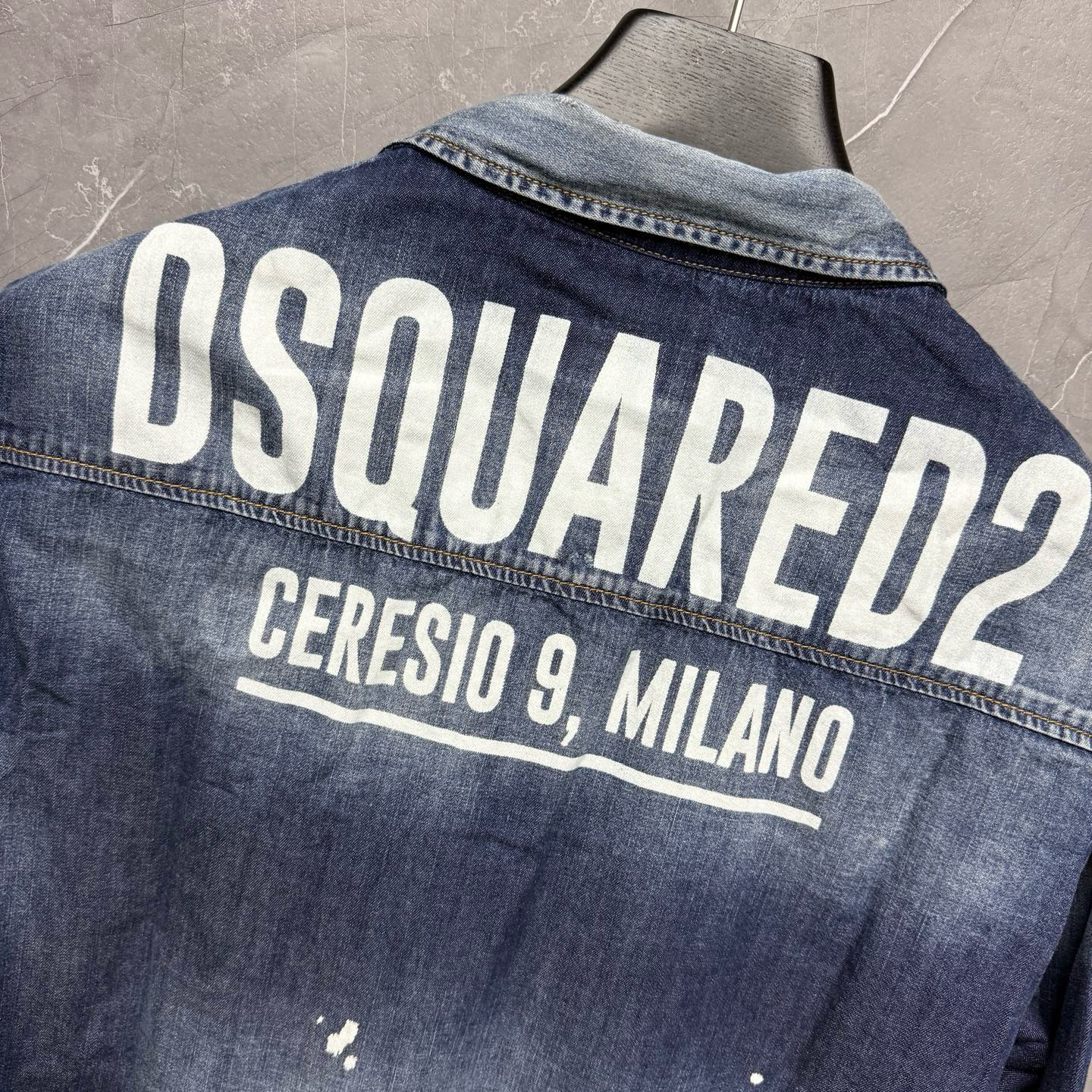 Áo sơ mi jean bò Dsquared2 DSQ Milano Xanh Loang logo lưng 1-1 on web 44-46 VTN