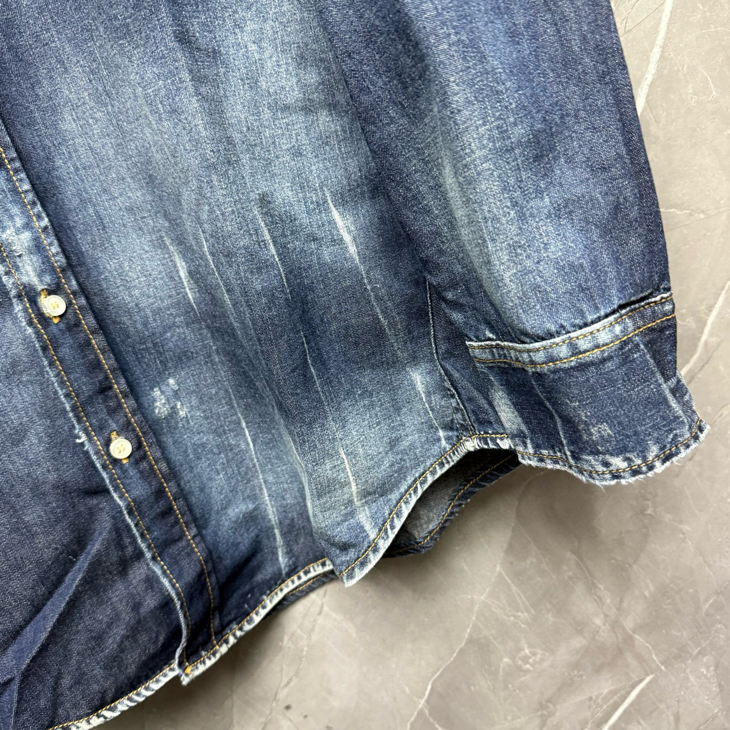 Áo sơ mi jean bò Dsquared2 DSQ Milano Xanh Loang logo lưng 1-1 on web 44-46 VTN