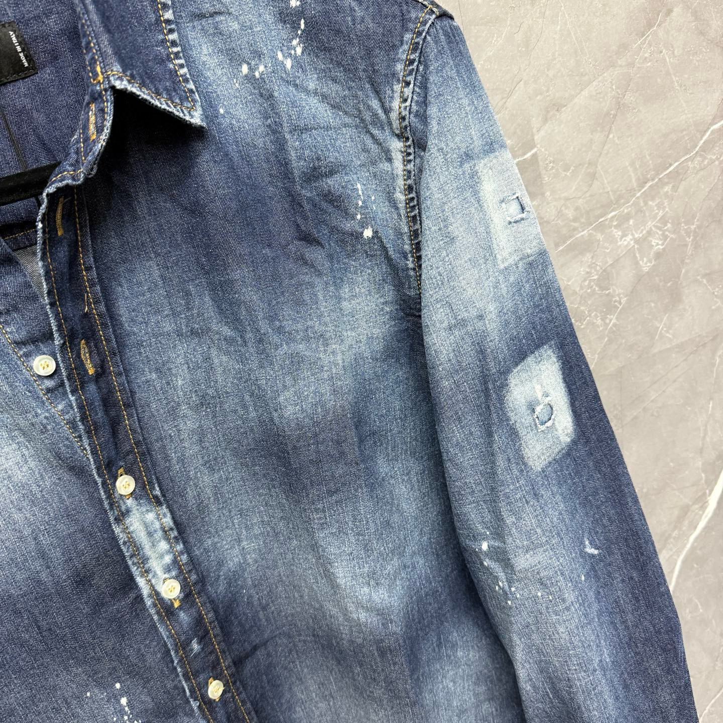 Áo sơ mi jean bò Dsquared2 DSQ Milano Xanh Loang logo lưng 1-1 on web 44-46 VTN