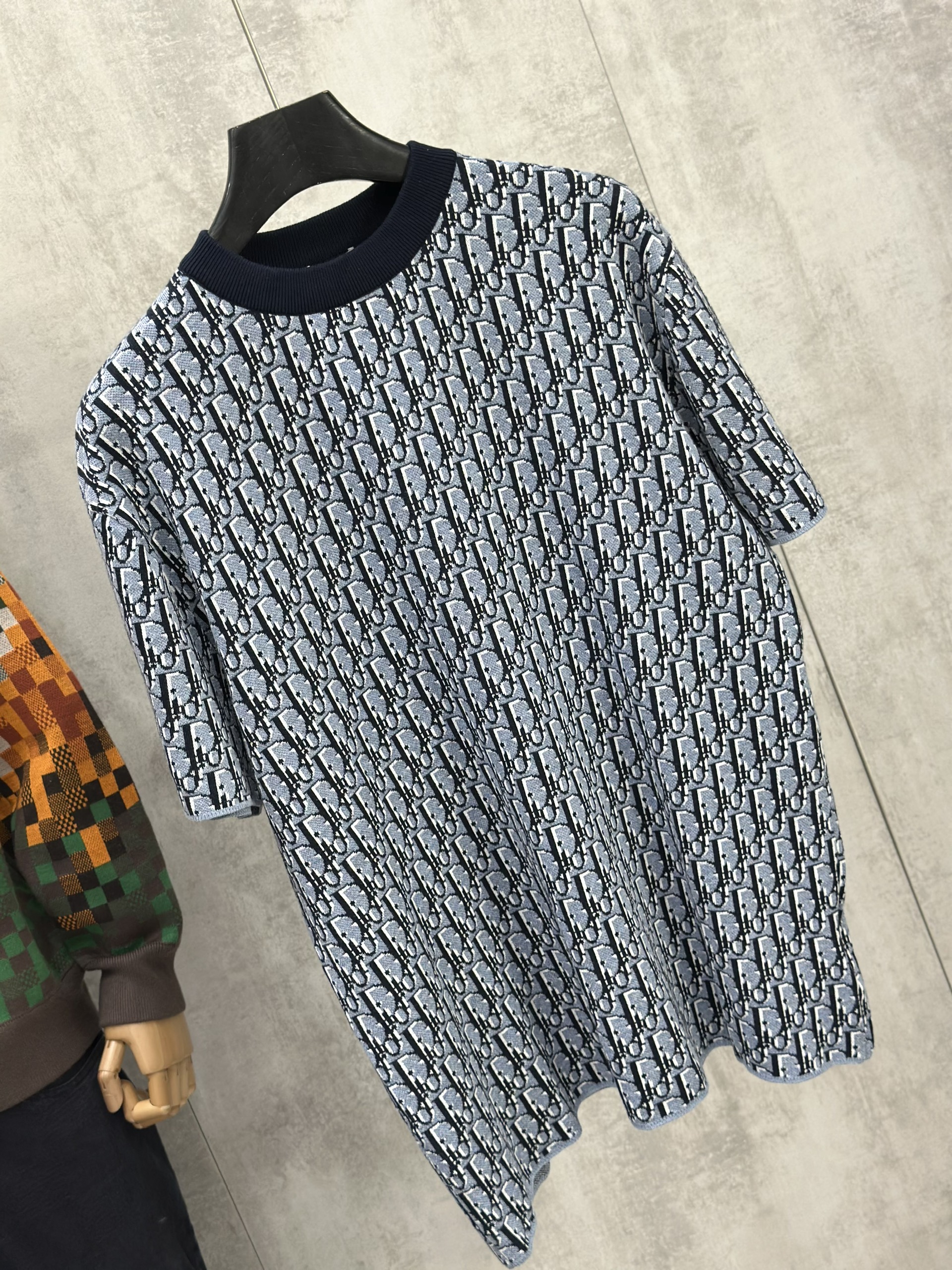 Áo phông T shirt len Dior CD Xanh họa tiết Obique full Like Auth S-L VTN