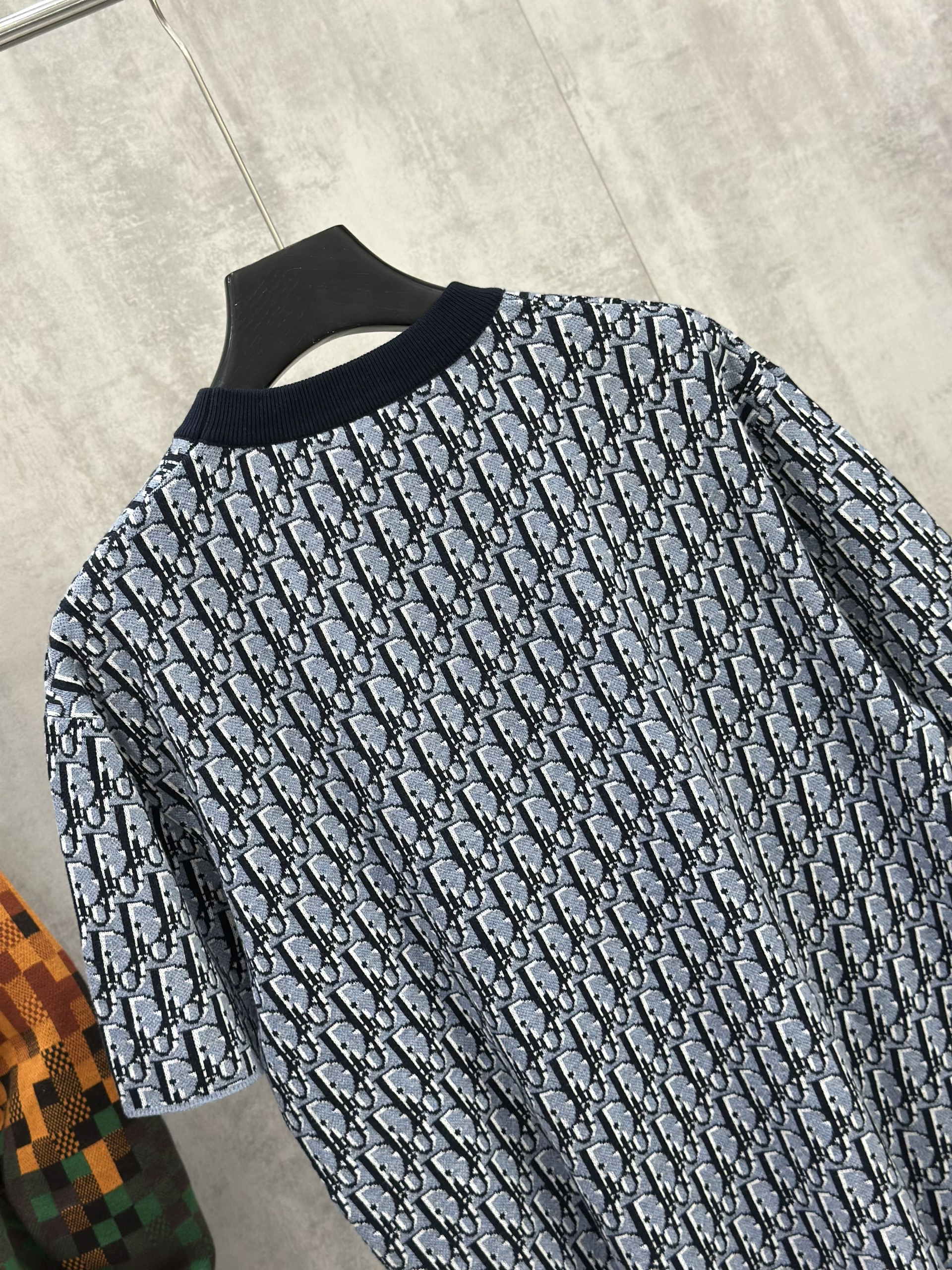 Áo phông T shirt len Dior CD Xanh họa tiết Obique full Like Auth S-L VTN