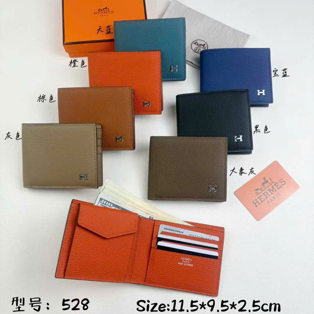 Ví ngắn thẻ gập Hermes HM da bê mềm Like Auth 12x10x3 PLD