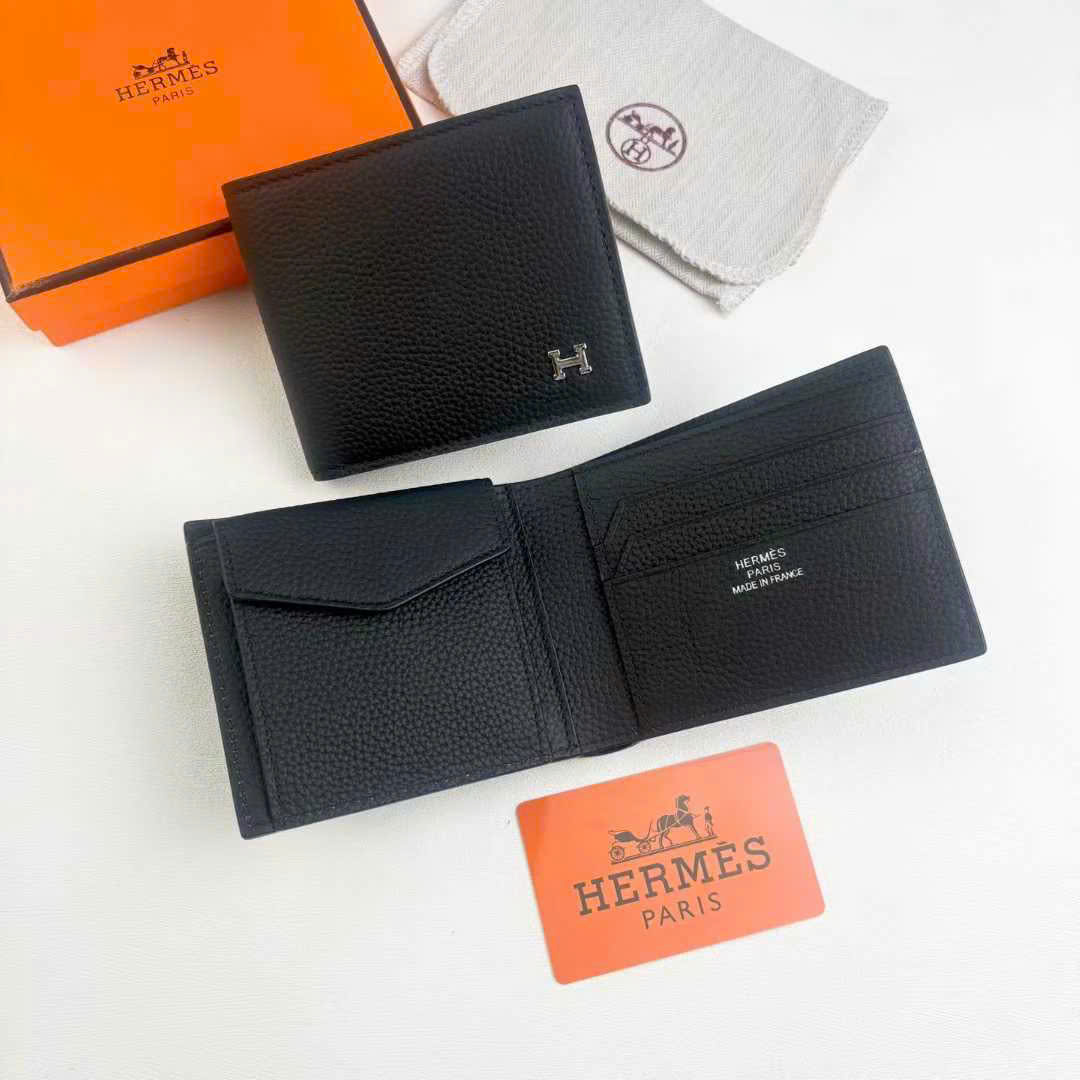 Ví ngắn thẻ gập Hermes HM da bê mềm Like Auth 12x10x3 PLD