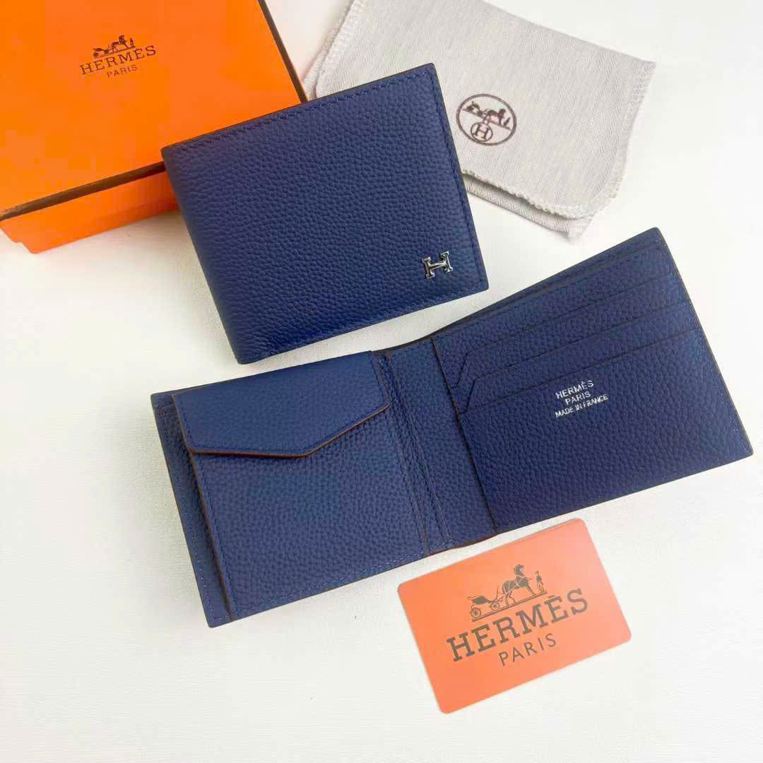 Ví ngắn thẻ gập Hermes HM da bê mềm Like Auth 12x10x3 PLD