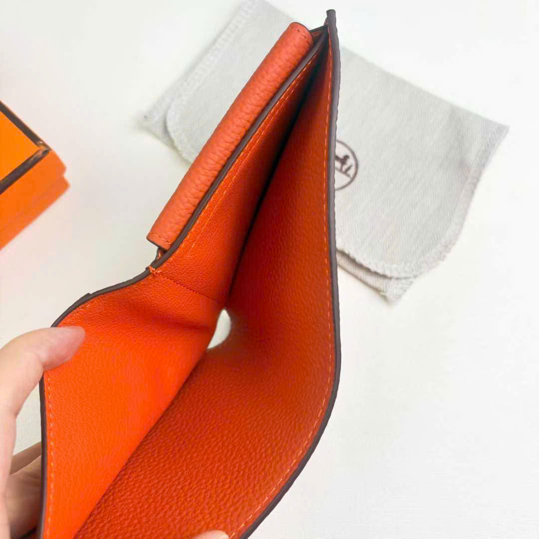 Ví ngắn thẻ gập Hermes HM da bê mềm Like Auth 12x10x3 PLD
