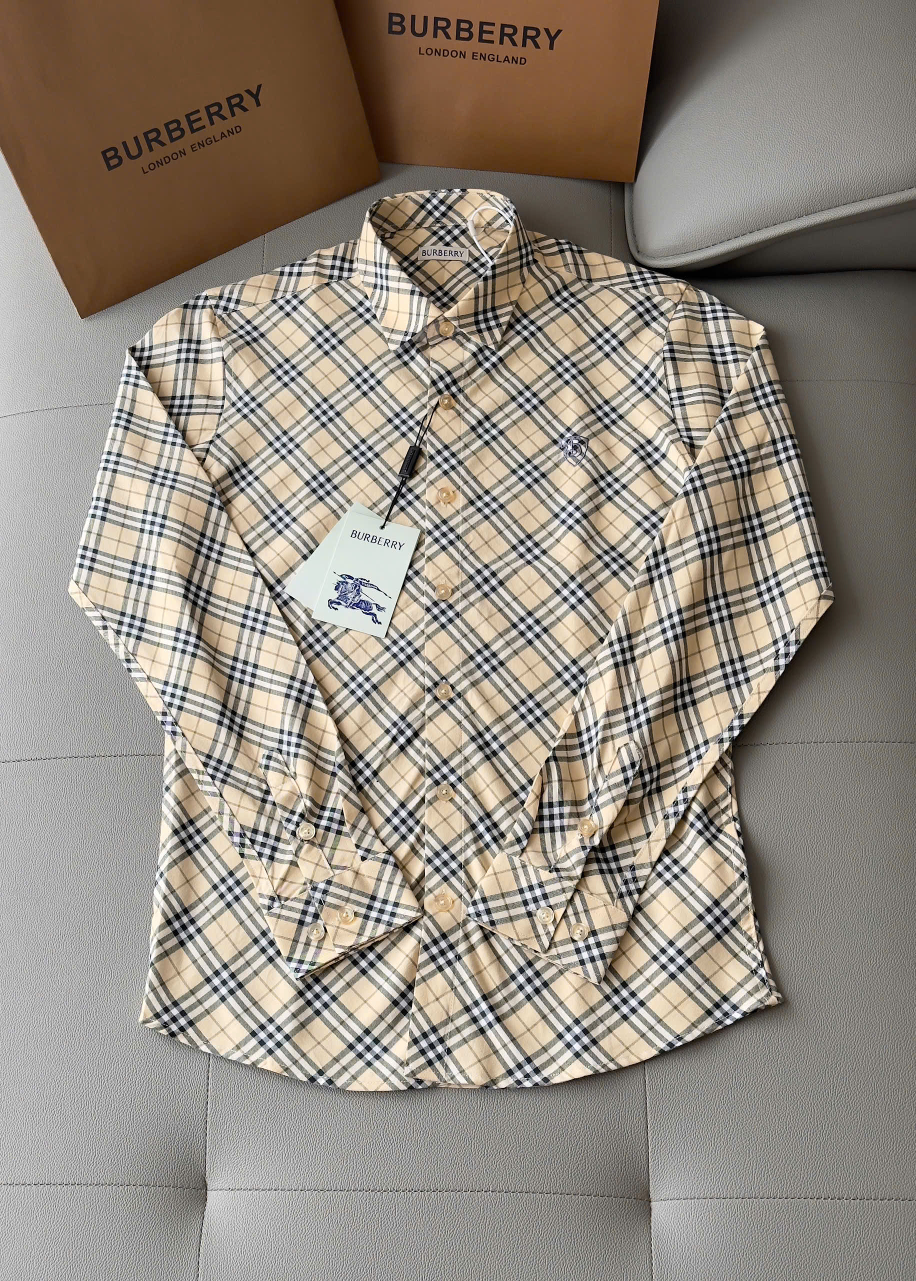 Áo sơ mi Burberry BBR Nâu kẻ chéo Like Auth S-XXL DDT