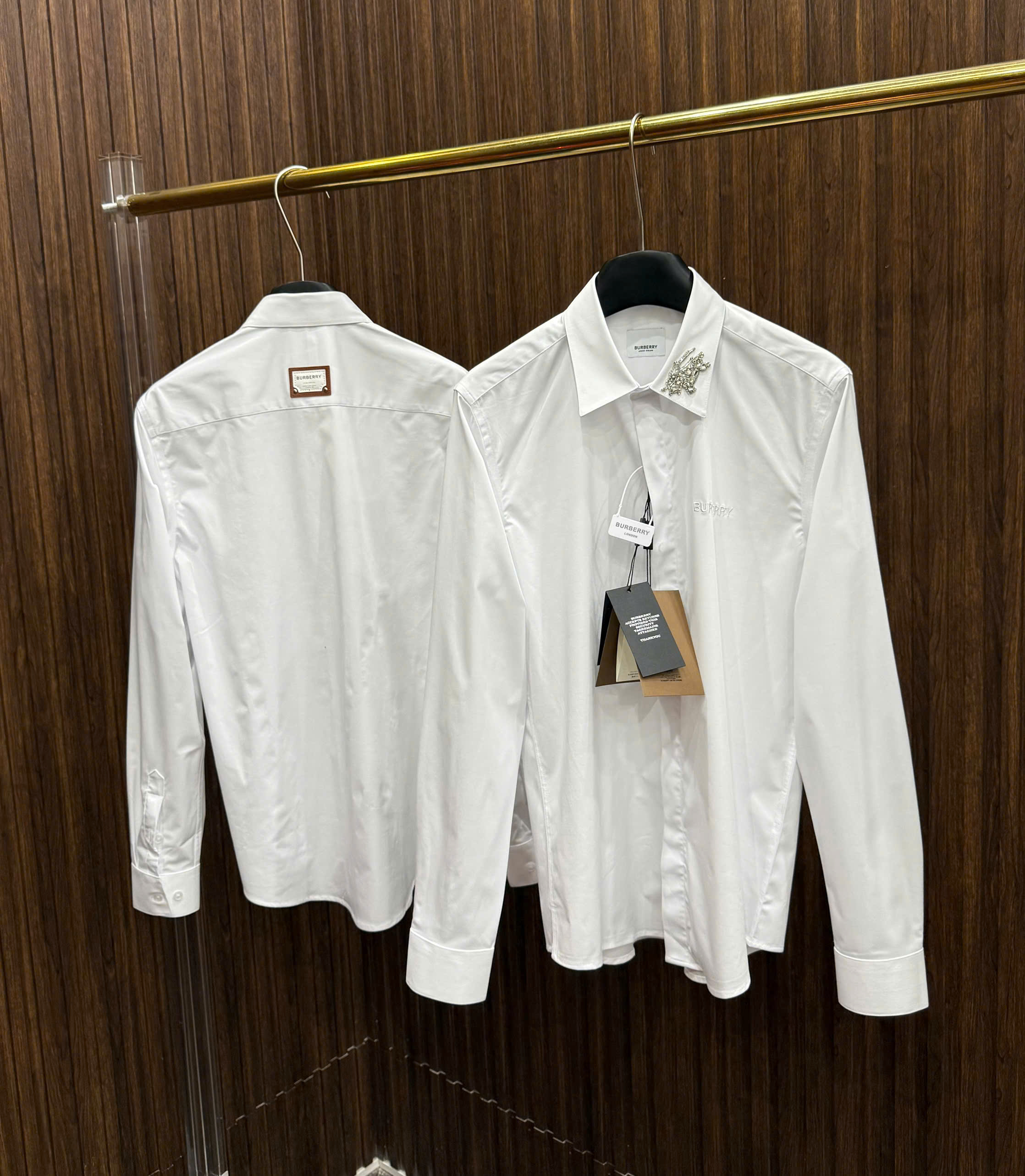 Áo sơ mi Burberry BBR Trắng logo ngựa bay tag cổ Like Auth S-XL MK