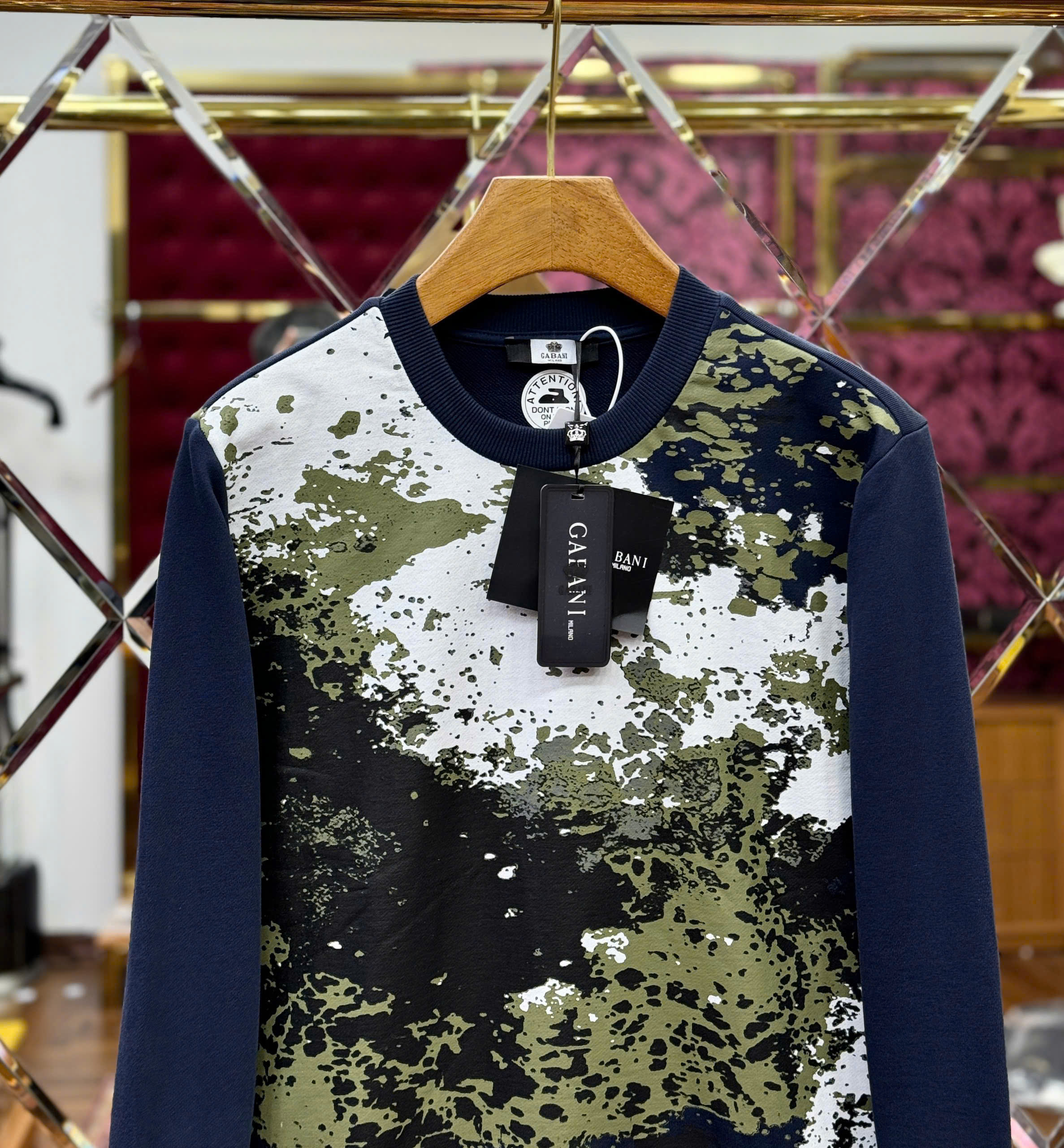 Áo sweater nỉ Dsquared2 DSQ Xanh Than loang sơn màu Like AUth S-XL MK