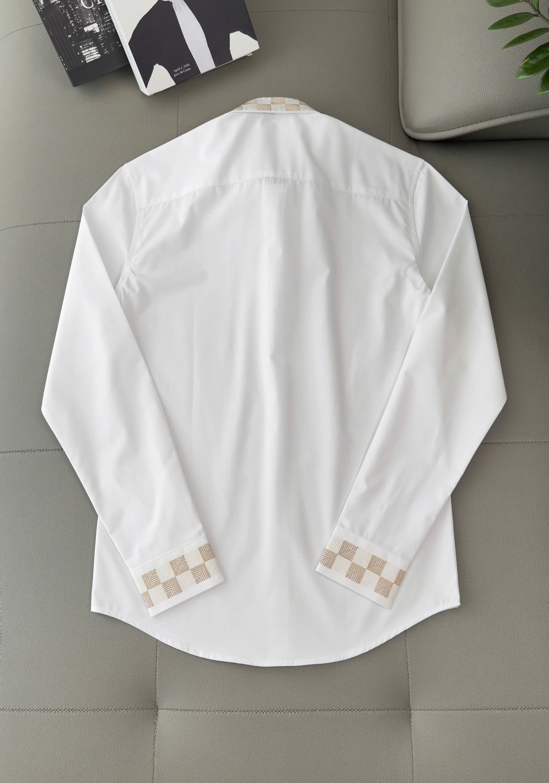 Áo sơ mi Louis Vuitton LV Trắng check tay cổ caro Like Auth 38-41 DDT