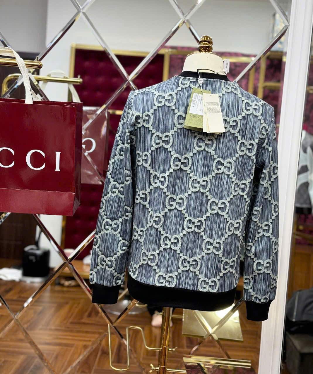 Áo sweater nỉ Gucci GC monogram Like Auth 44-50 LK