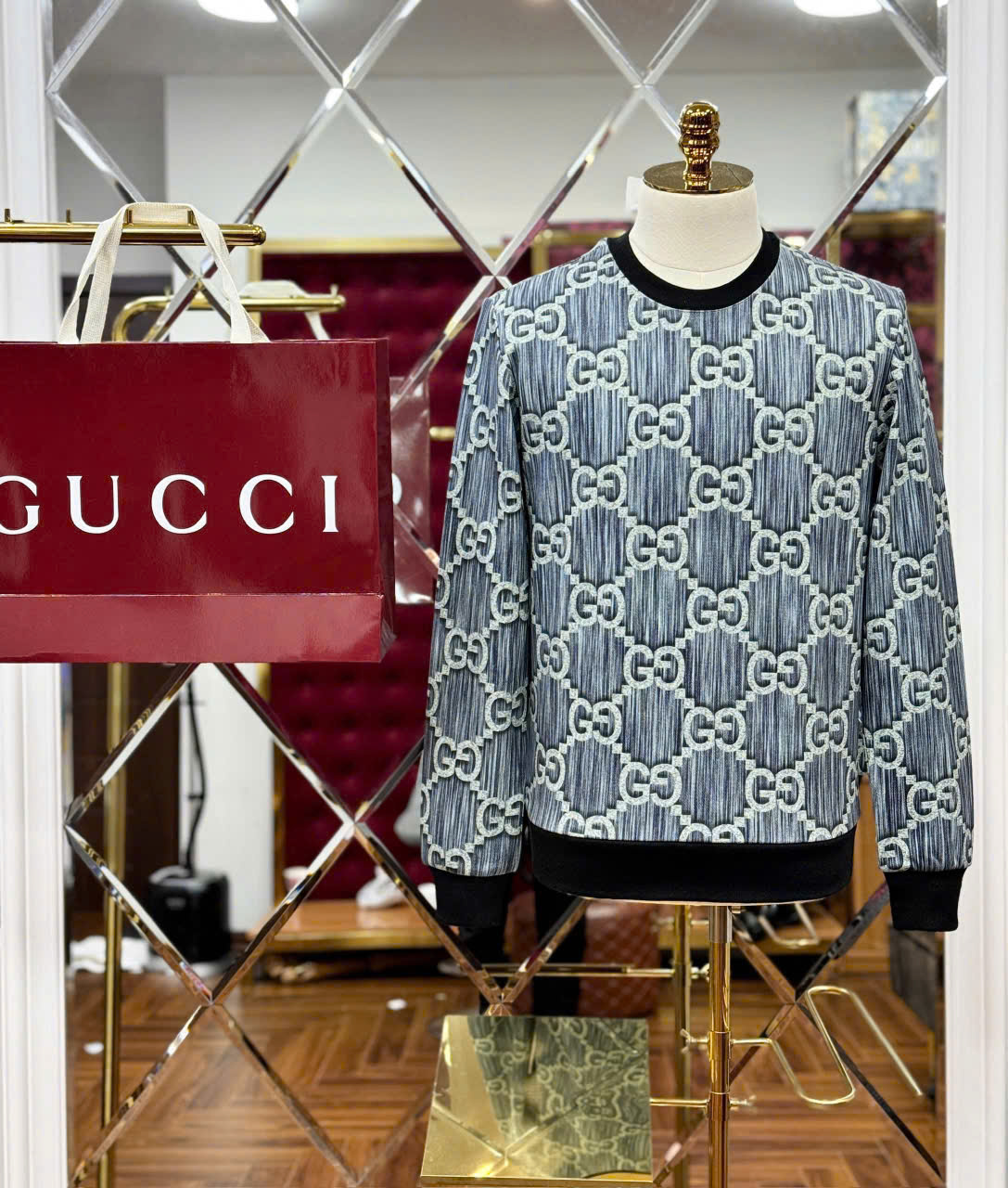 Áo sweater nỉ Gucci GC monogram Like Auth 44-50 LK