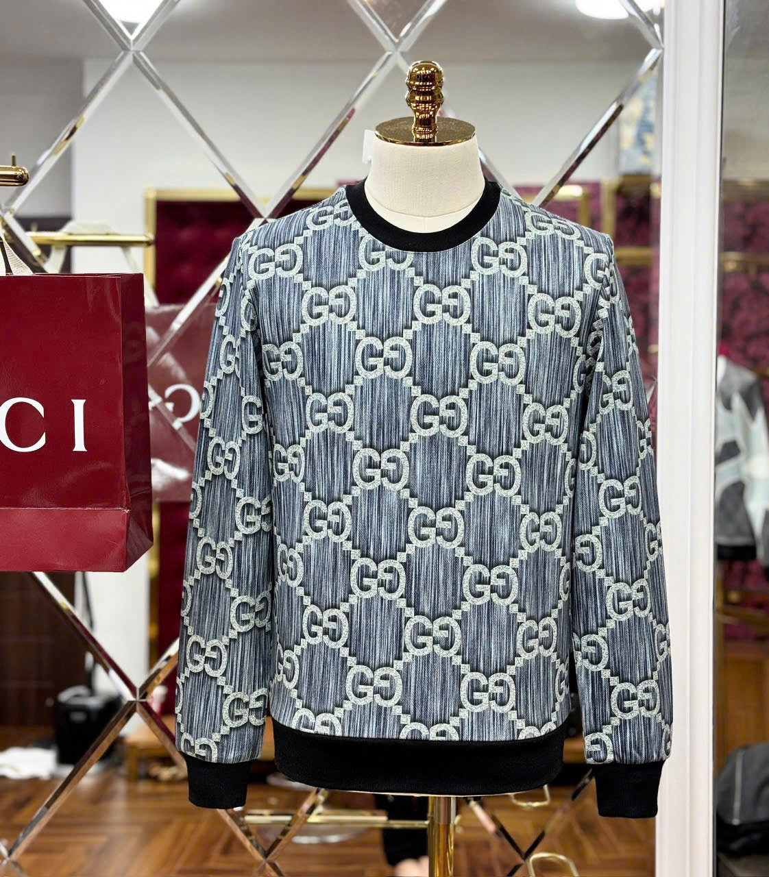 Áo sweater nỉ Gucci GC monogram Like Auth 44-50 LK