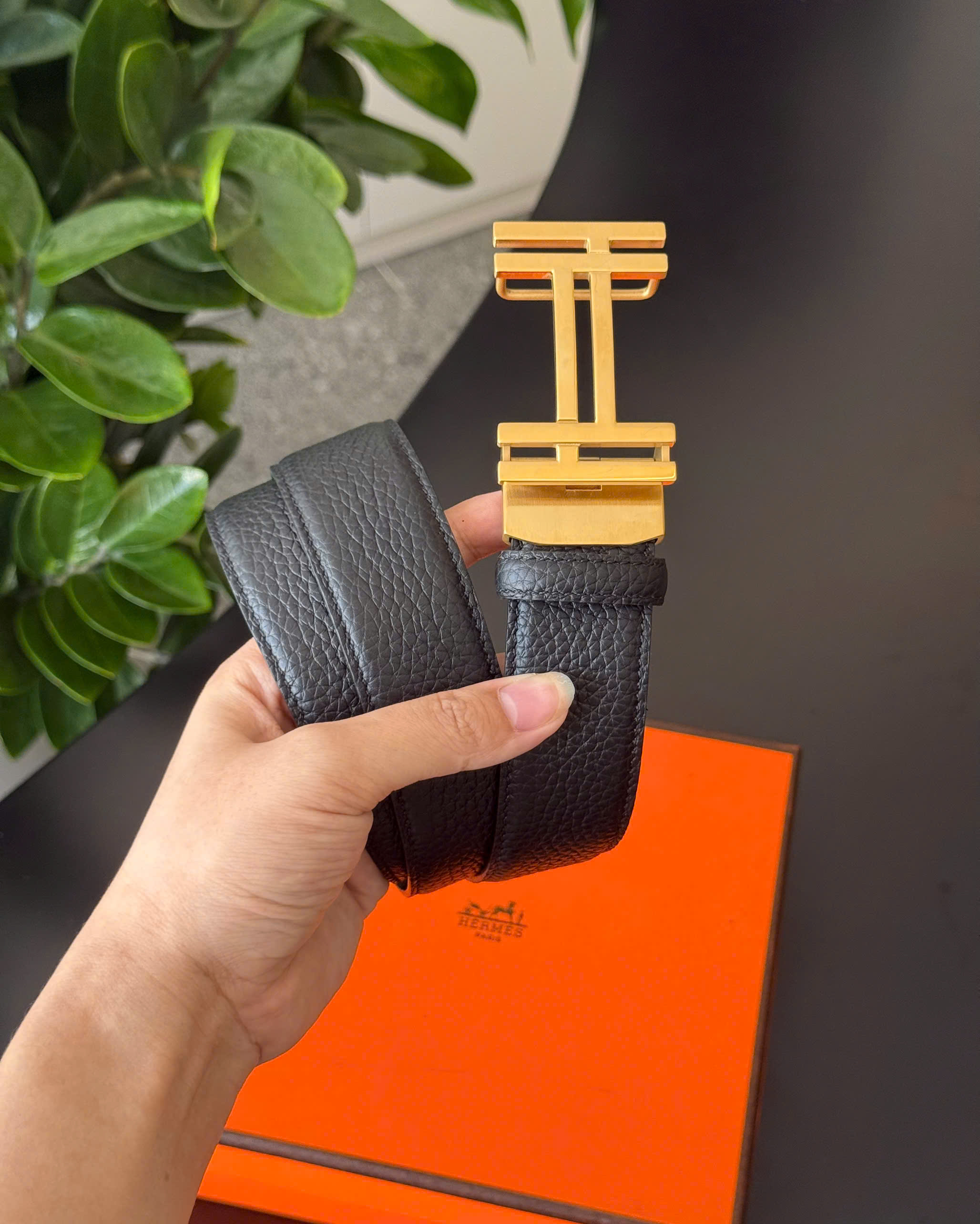 Thắt lưng dây nịt Hermes HM mặt kép khóa tự động Like Auth 85-110 DDT