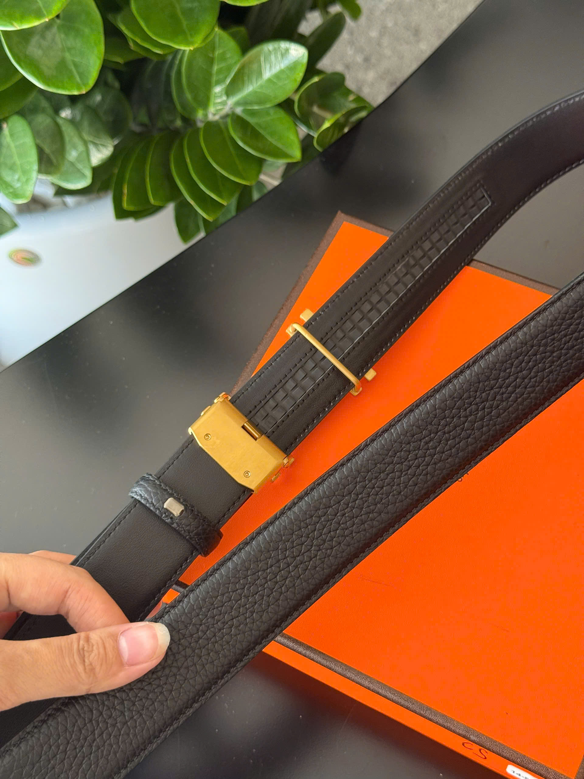 Thắt lưng dây nịt Hermes HM mặt kép khóa tự động Like Auth 85-110 DDT