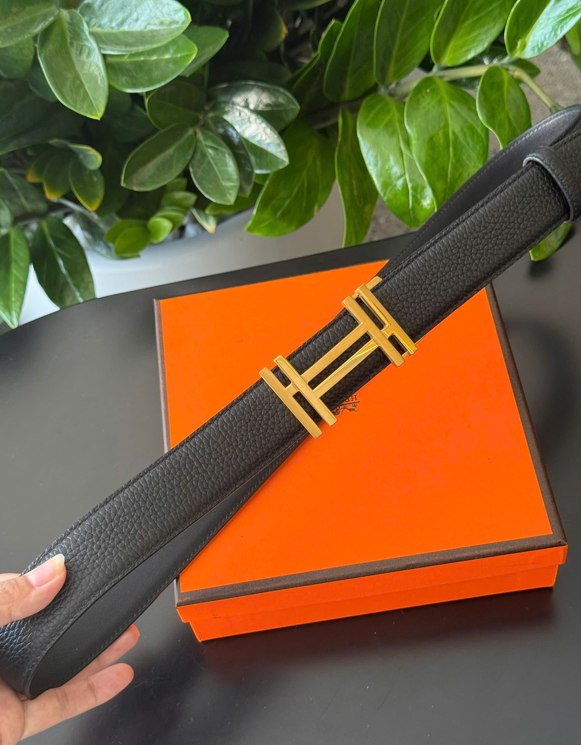 Thắt lưng dây nịt Hermes HM mặt kép khóa tự động Like Auth 85-110 DDT